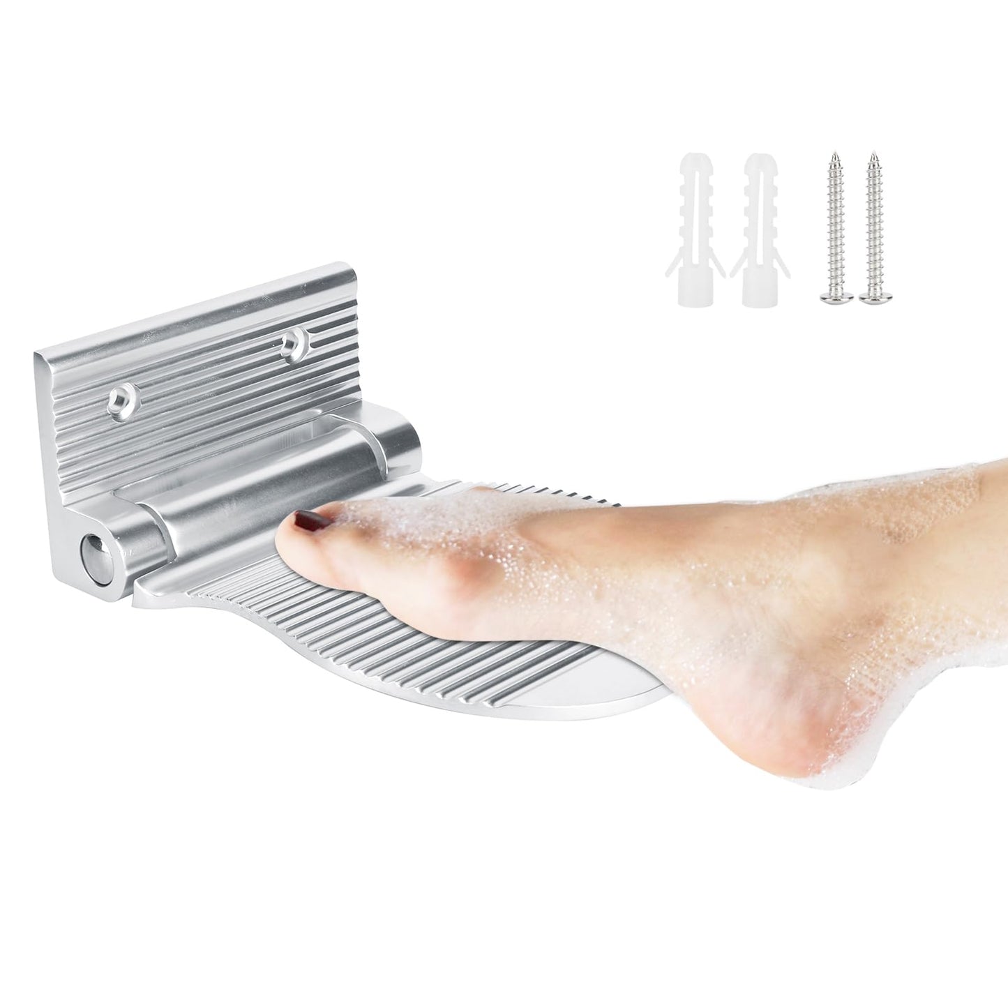 Shipenophy Foot Rest, Shower Foot Shaving Shelf, Wall Mount Space Aluminum Non-Slip Foot Pedal for Hallway Bathroom for Shaving Legs Shower Combo Set