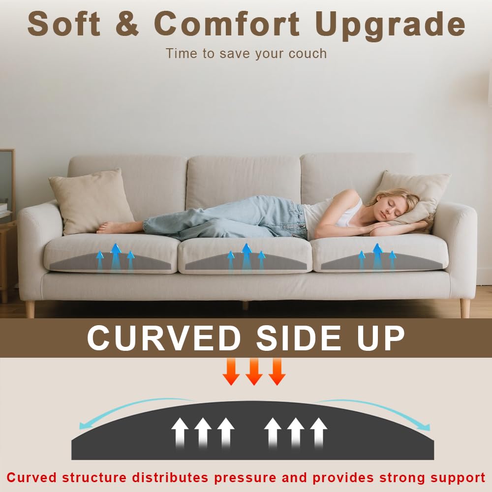 XPJBKC Sofa Cushion Support for Sagging Seat, 3 Pack 50 x 50cm, Sofa Support Cushions, Curve Furniture Seat Support
