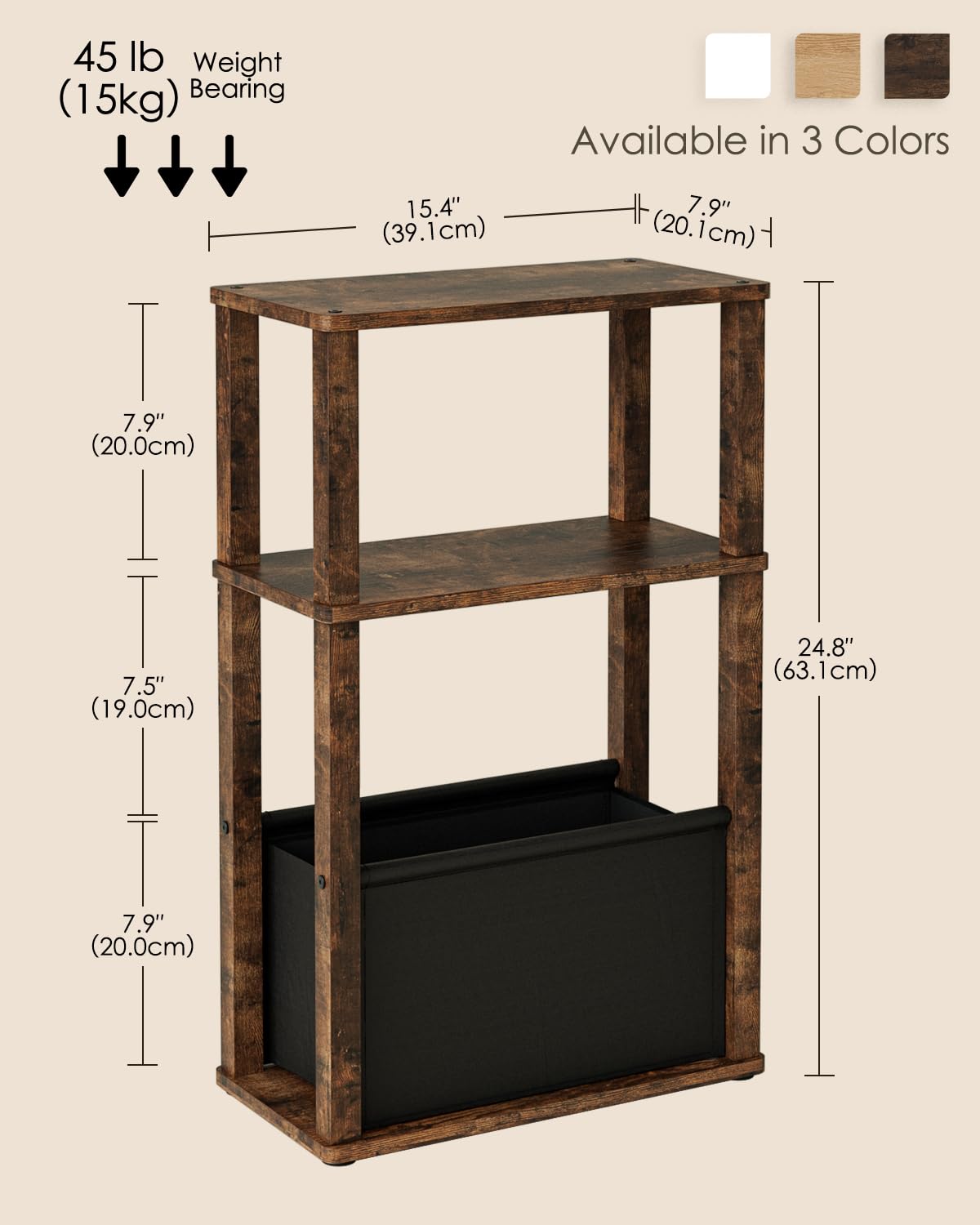 Apetaccat Narrow Side Table for Small Spaces, Slim End Table with Storage Basket, Small Bedside Table for Bedroom