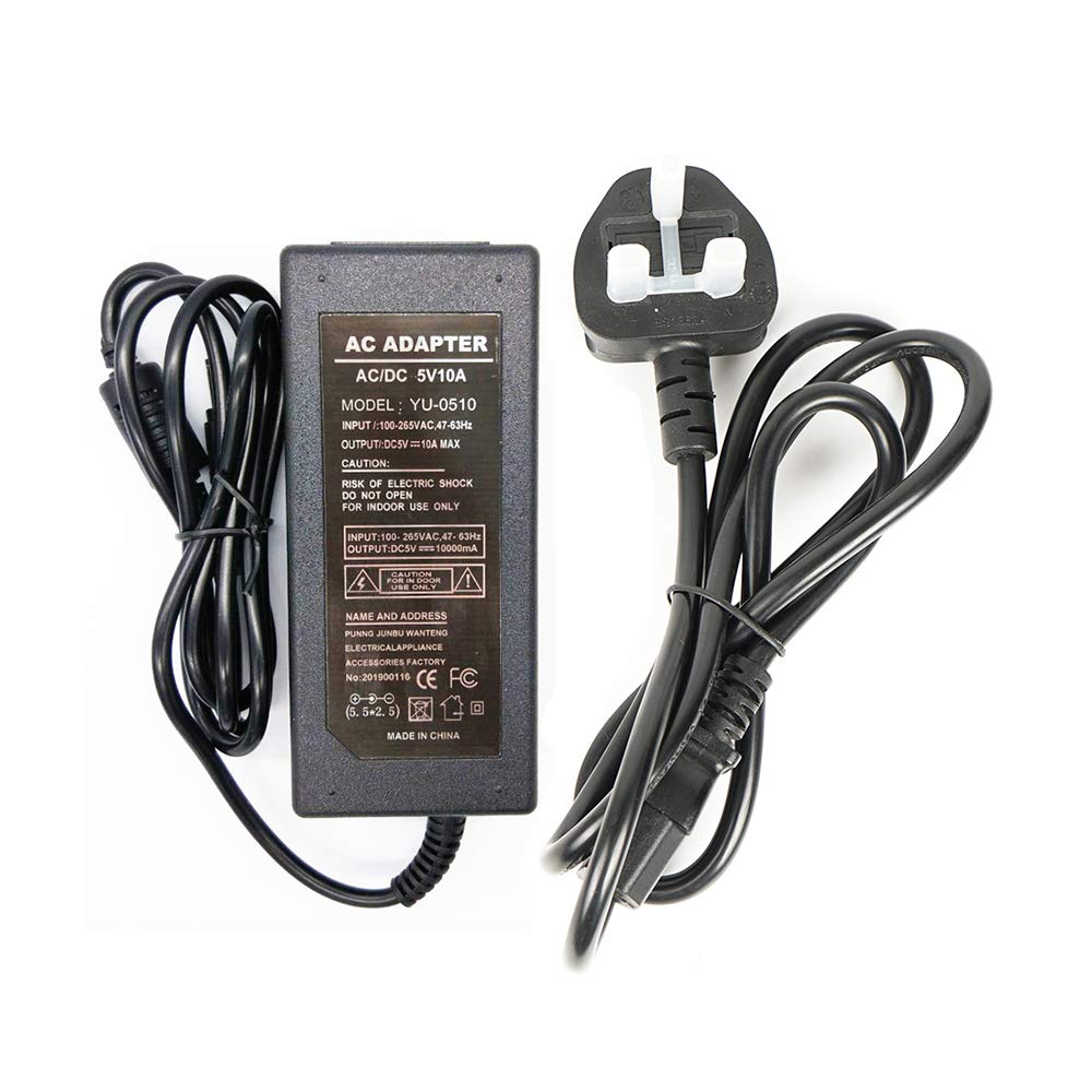 5V 10A Power Supply,AC100-240V to DC5V 50W Adapter Charger Transformers,Power Supply Adapter for Led Strip Lights,Audio/Video,CCTV,Camera,Wireless