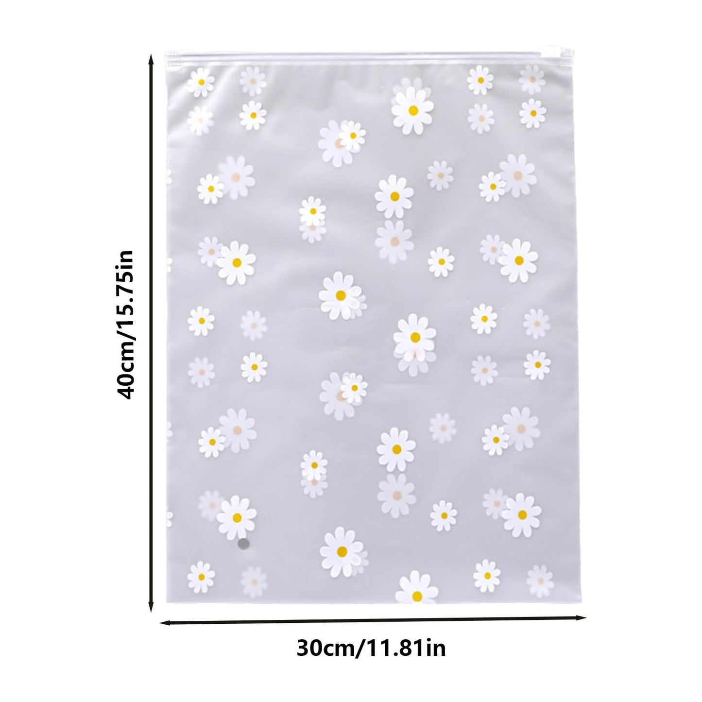 Boxonly Daisy Zipper Storage Bags, Reusable Waterproof PEVA Plastic Pouches for Clothes, Shoes, Toiletries - 12" x 16" / 30 x 40 cm - 12 Pcs
