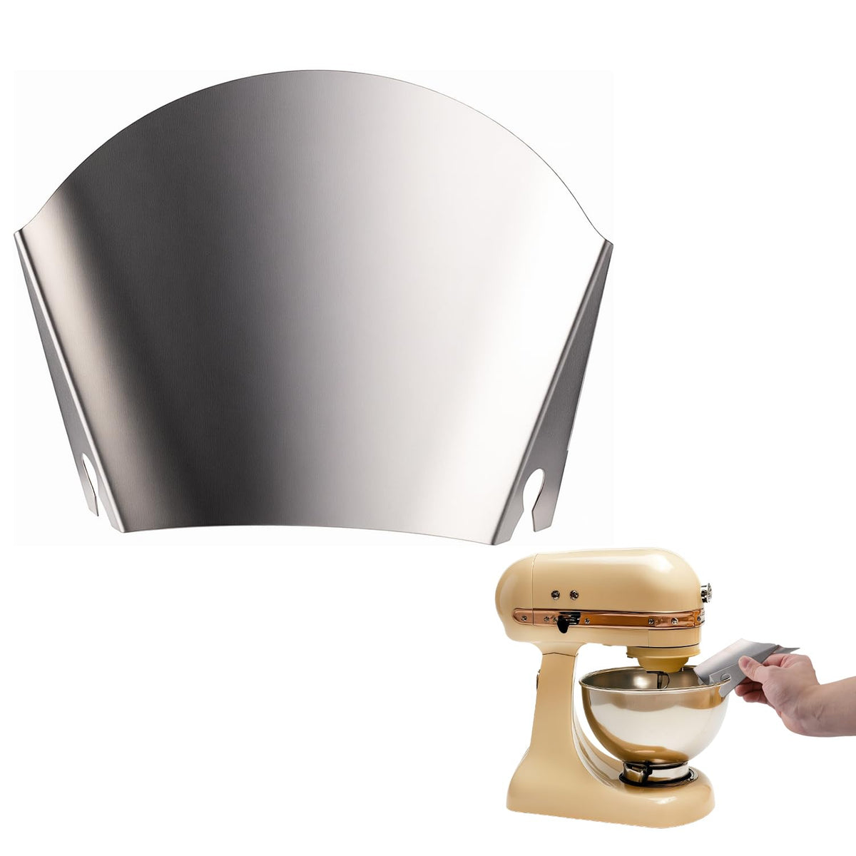 Lyreh Mixer Pouring Chute Compatible with Kitchenaid Stainless Steel Mixing Bowl, Stainless Steel Pour Chute Mixer Accessory Kitchen Good Helper