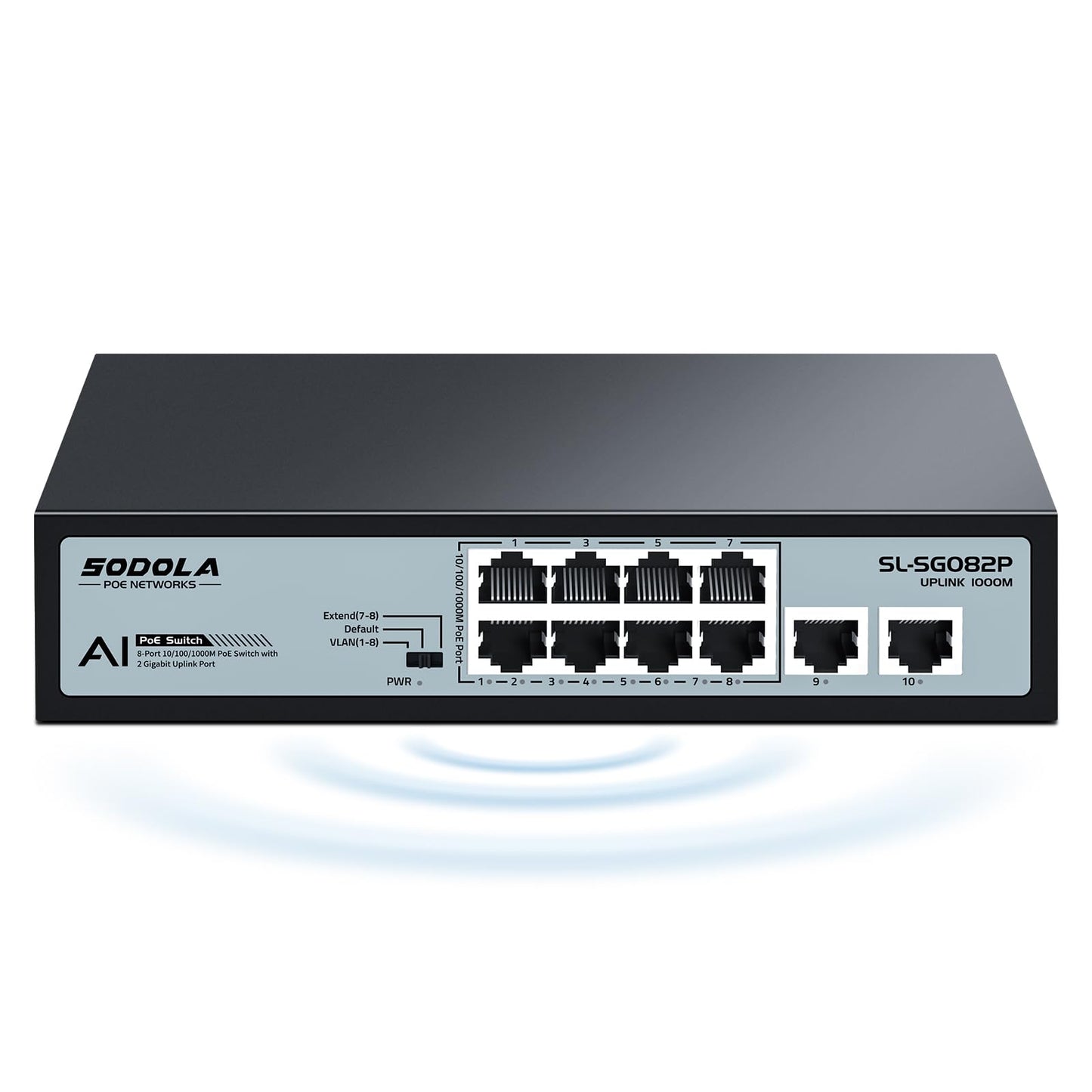 Sodola 8 Port Gigabit PoE Switch with 2 Gigabit Uplink, Ethernet Splitter, 802.3af/at, 120W Total Budget, Metal Casing, Unmanaged Network Swtich, Plug