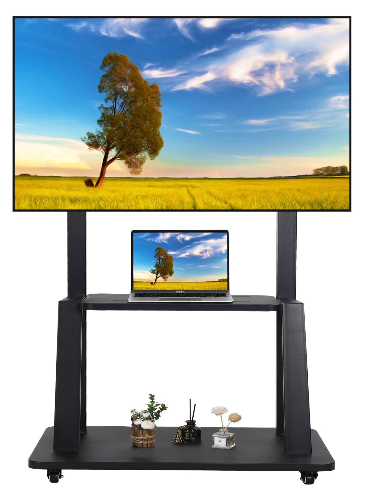 Maiproo Rolling TV Stand with Wheels for 32-75 Inch Heavy-Duty Mobile TV Cart LCD LED OLED Flat Panel Screens Smartboard Holds up to 100lbs Portable