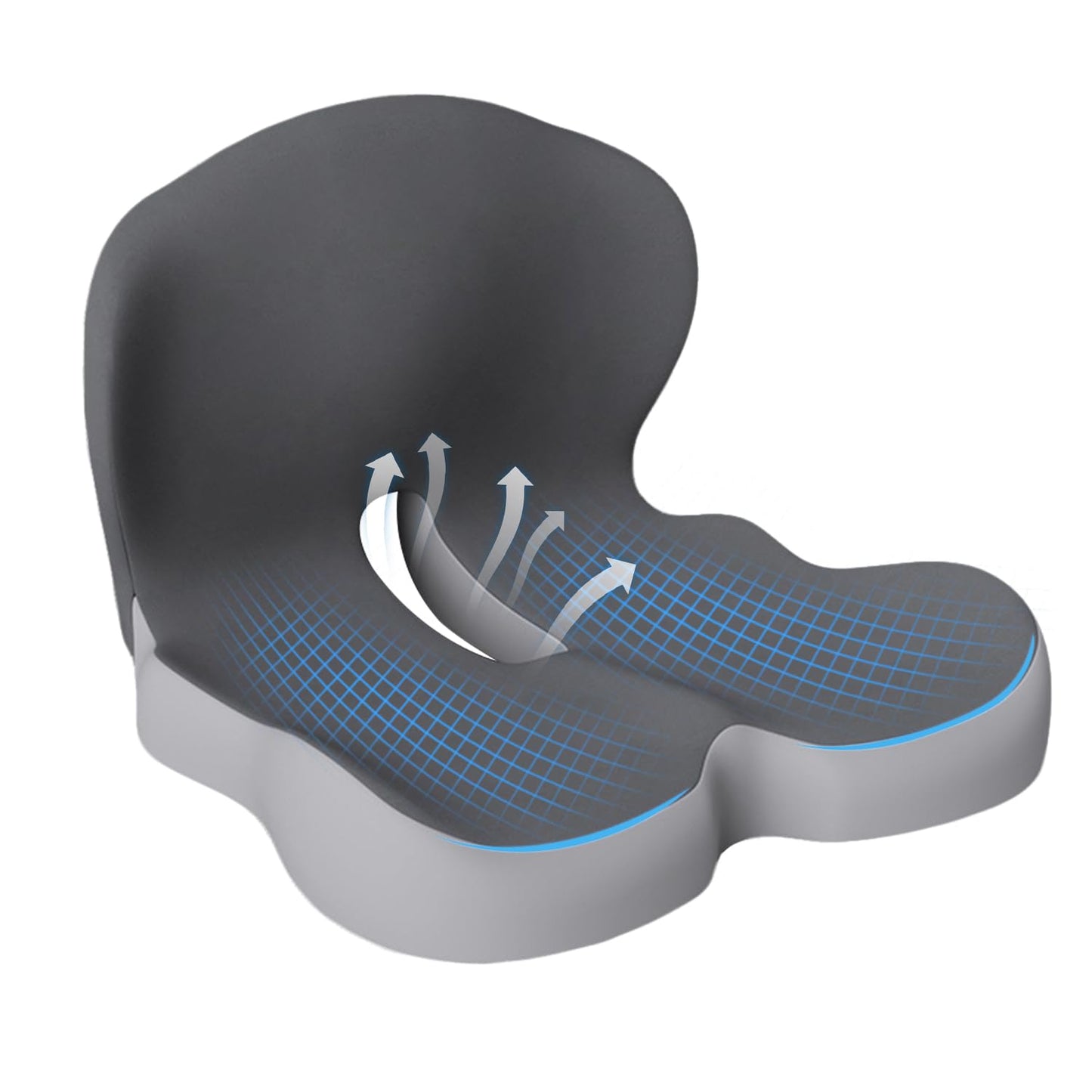 Gresonic Ergonomic Memory Foam Seat Cushion, For Office, Car, Gaming & Dining Chairs, Sciatica, Tailbone & Coccyx Pain Relief