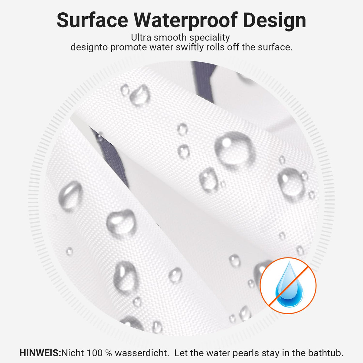 Lerores Shower Curtain 150 x 200 cm, Wheat Ear Weighted Hem, Anti-Mould, Water-Repellent