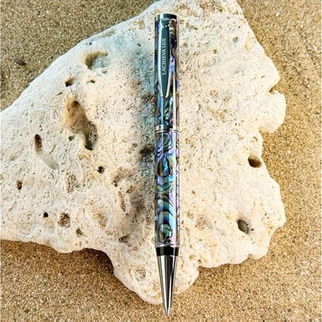 LACHIEVA LUX Luxury Handcrafted Abalone Shell Ballpoint Pen with German P900M Refill, Elegant Gift for Men & Women, Executive Pen in Elegant Gift Box