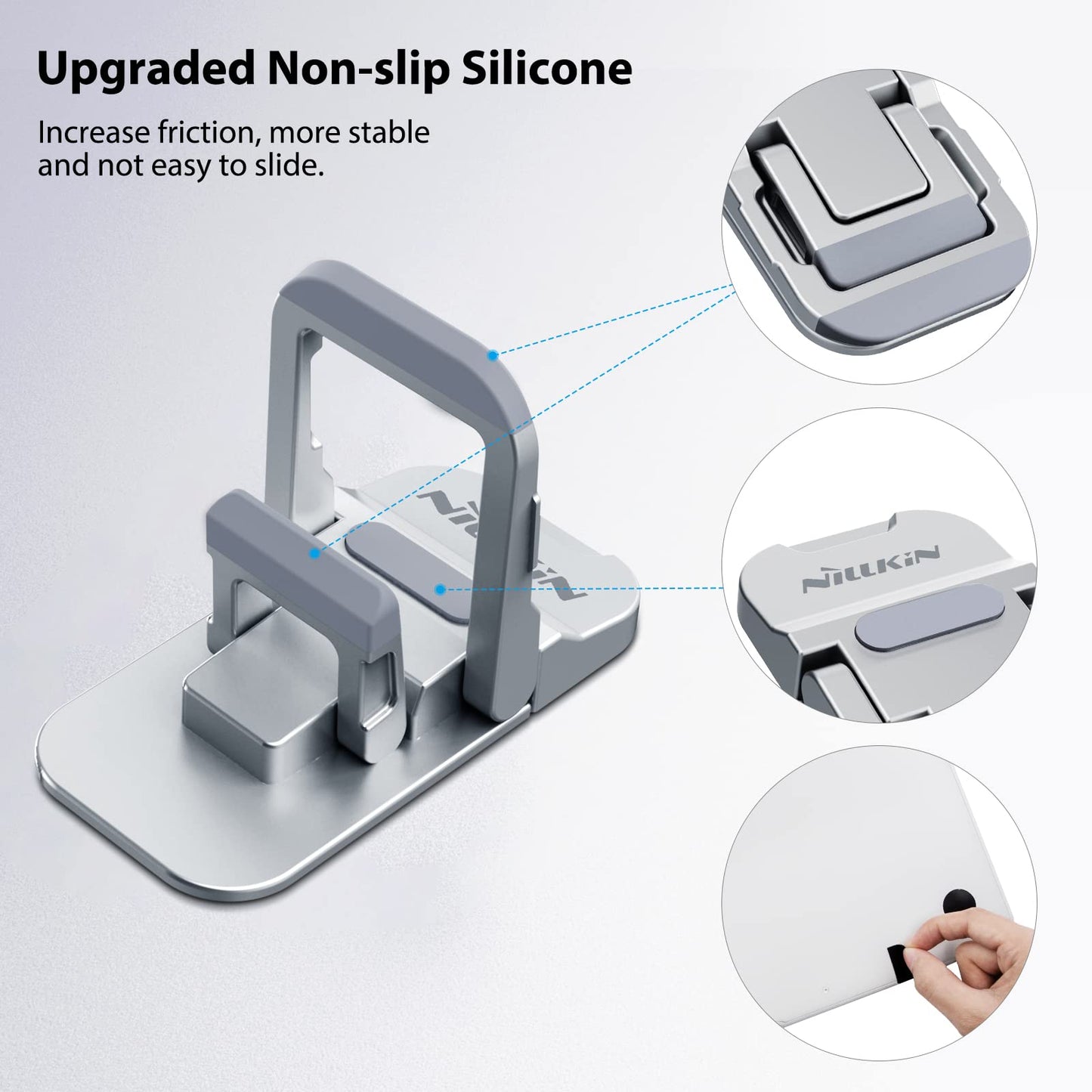 Nillkin Portable Laptop Stand with 3 Adjustable Angles, Flip Keyboard Riser Feet for Most Keyboards, Computer Keyboard Stand for Desktop, MacBook