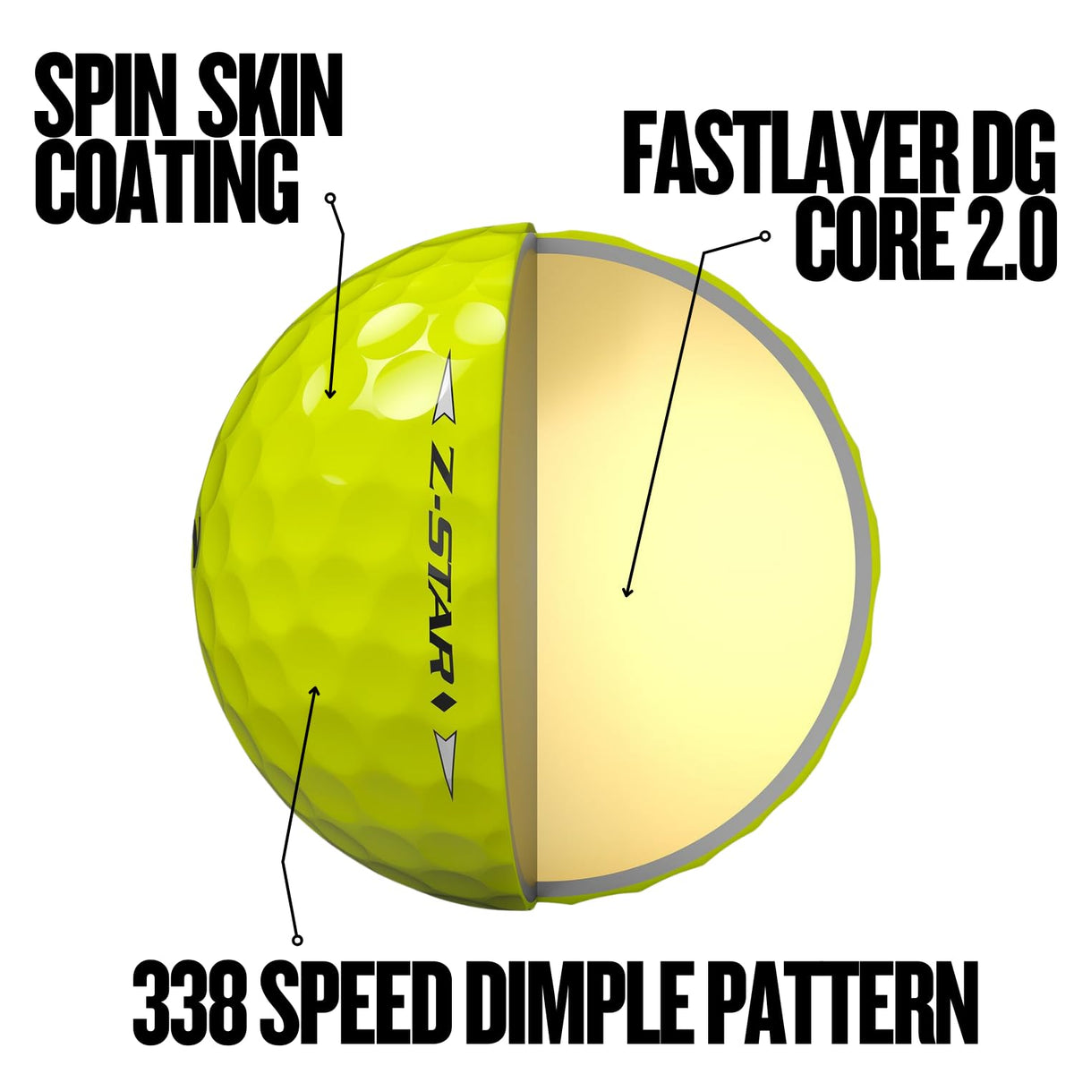 Srixon Z-STAR DIAMOND 3 - High Performance Golf Ball | Maximum Distance & Reduced Spin | FastLayer DG Core 2.0 | Spin Skin+ Cover | Exceptional