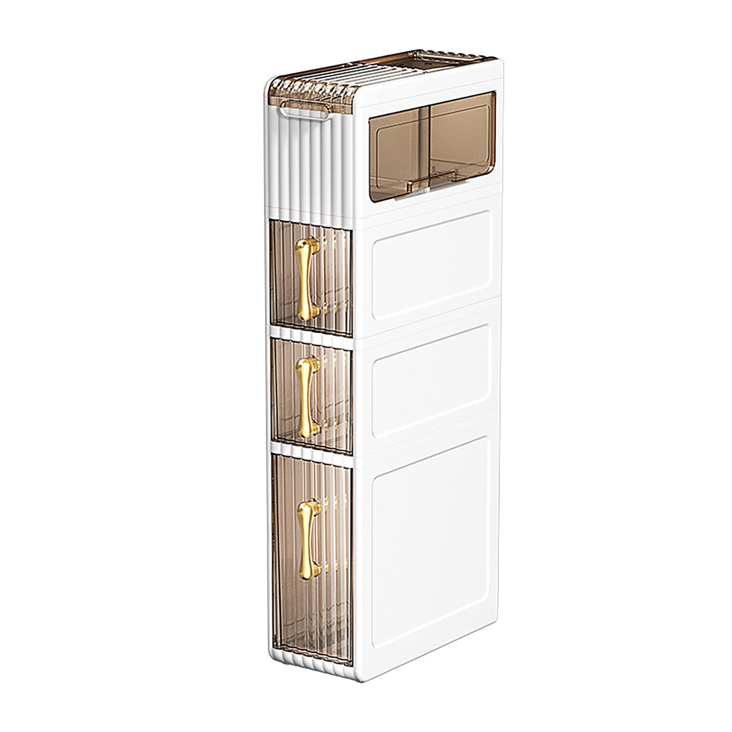 MAGIC SELECT Narrow Bathroom Organizer. Auxiliary Storage Cabinet with Wheels for Narrow Places. Side Cabinet with 4 Compact Drawers for Toilet Paper,