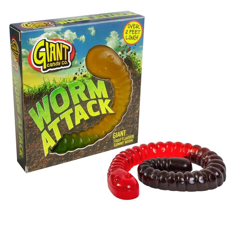 Giant Fruit Flavour Gummy Worm Sweet - Over 2 Feet Long! - 800g - Jelly Worm - Great Halloween Centerpiece - Colours Vary