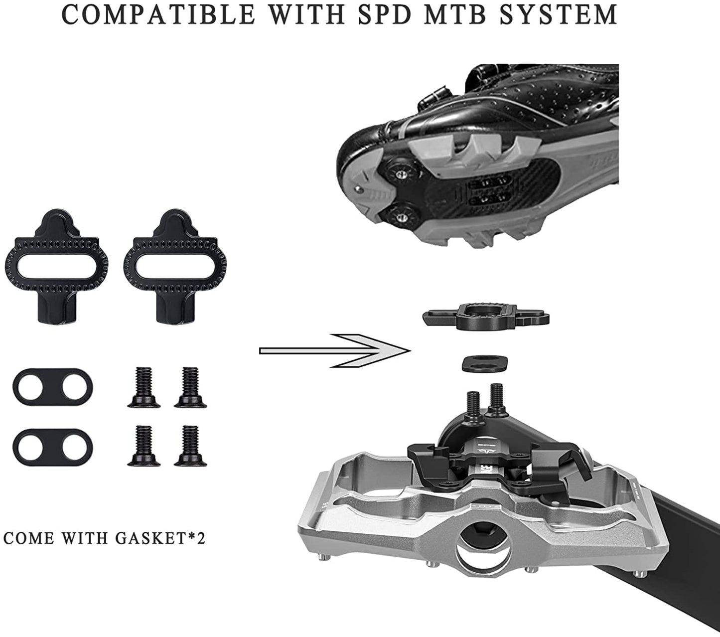 GEWAGE Mountain Bike Pedals - Dual Function Flat and SPD Pedals - 9/16" Compatible for Road, Mountain, BMX Bike