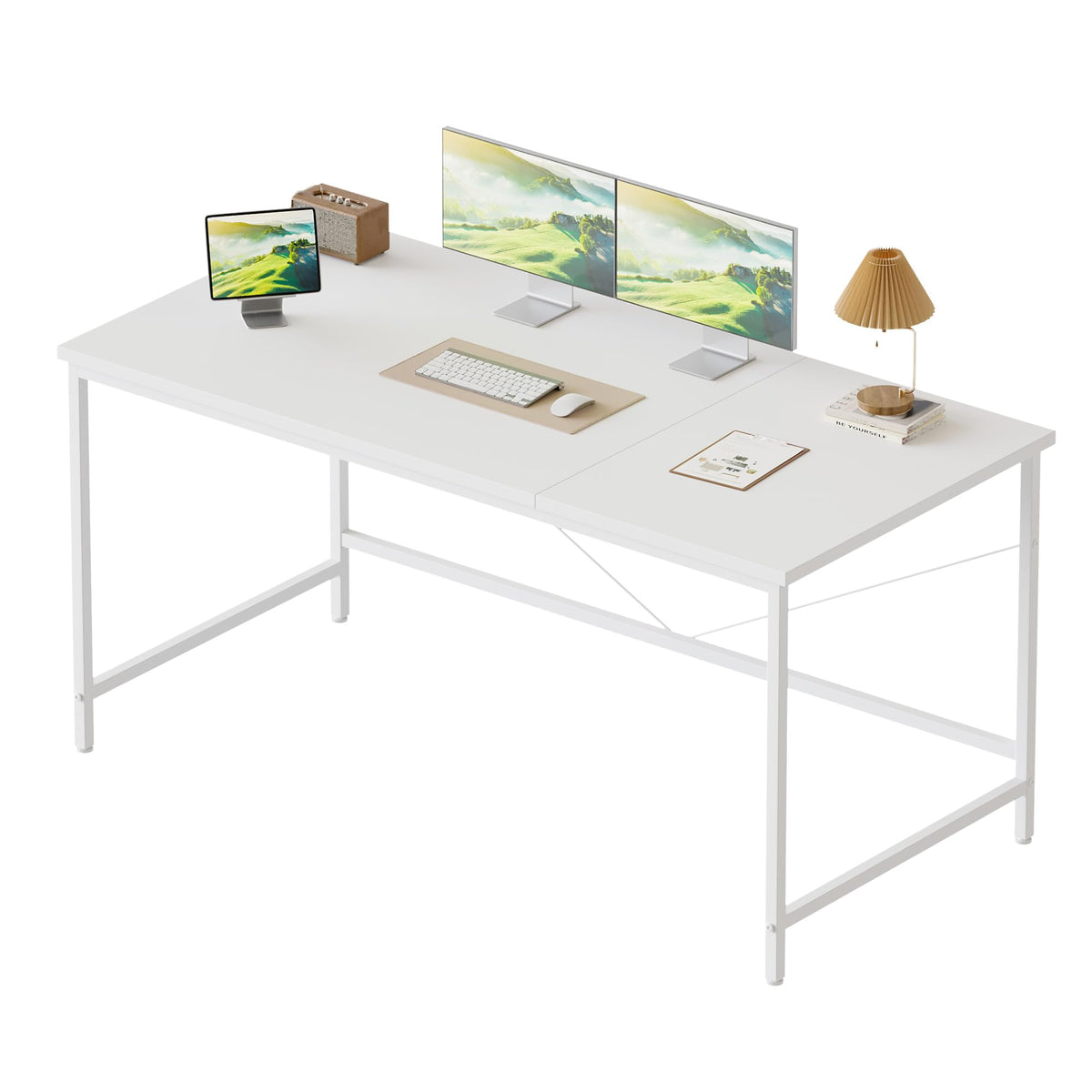 Mericonia Basic Computer Desk, 2 pieces Desktop, 120x50cm, White
