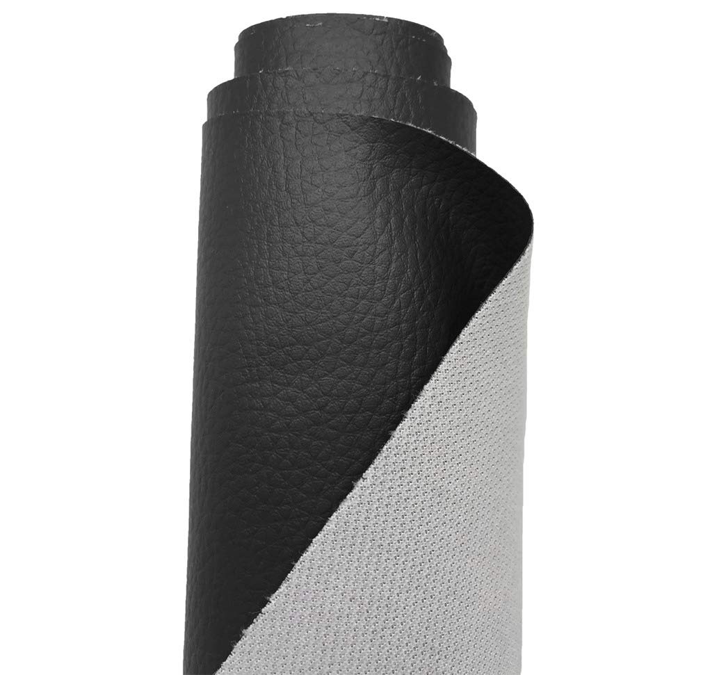 A-Express Grained Faux Leather Fabric Waterproof Heavy Duty Leatherette Vinyl Leathercloth Upholstery Textured Material - Black 1 Metre 100cm x 140cm