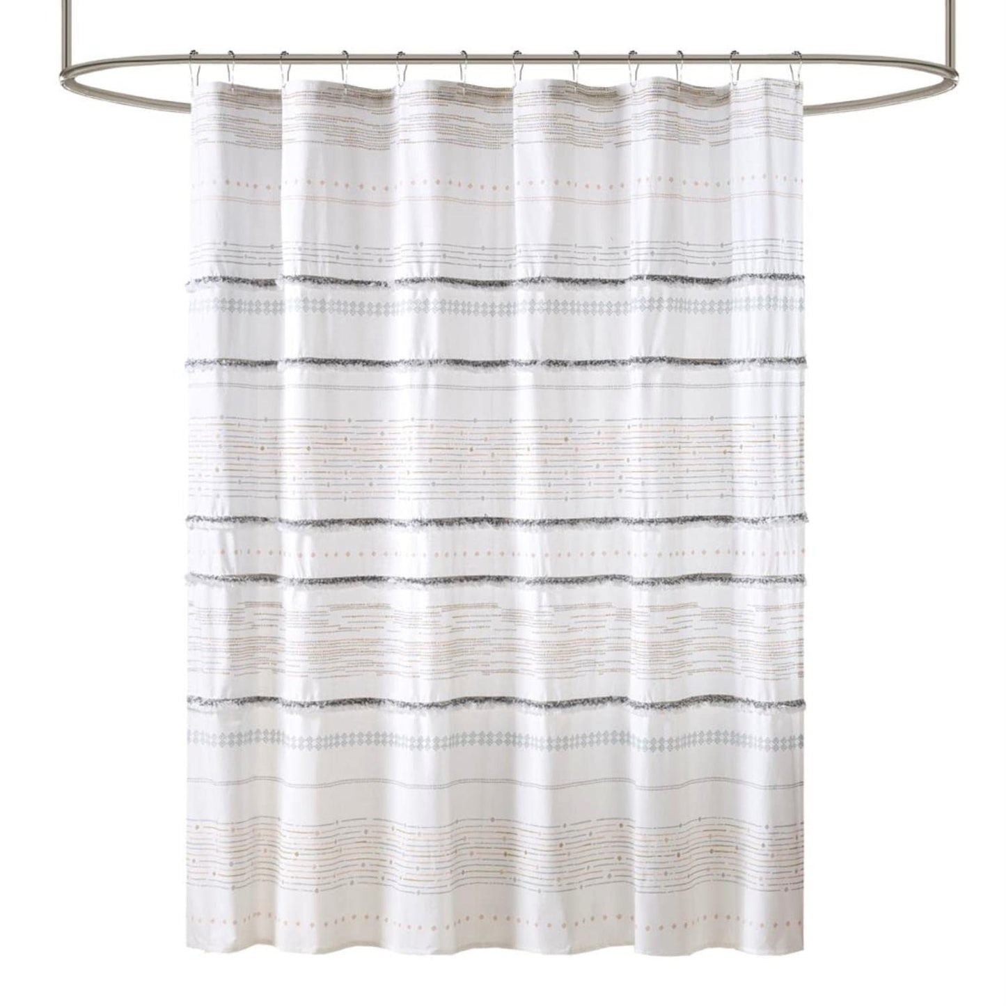 INK+IVY NEA 100% Cotton Shower Curtain Boho Tassels, Multi-Color Stripe Print Machine Washable, Modern Home Bathroom D?cor Bathtub Privacy Screen, 72"