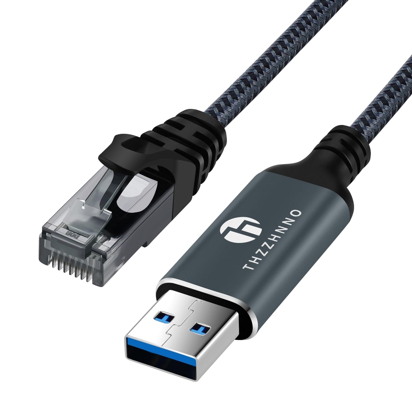 Thzzhnno USB to Ethernet Adapter 10M, USB 3.0 A to RJ45 Male Cable Directly Connected Gigabit LAN Network, Compatible with Laptop, PC, MacBook,
