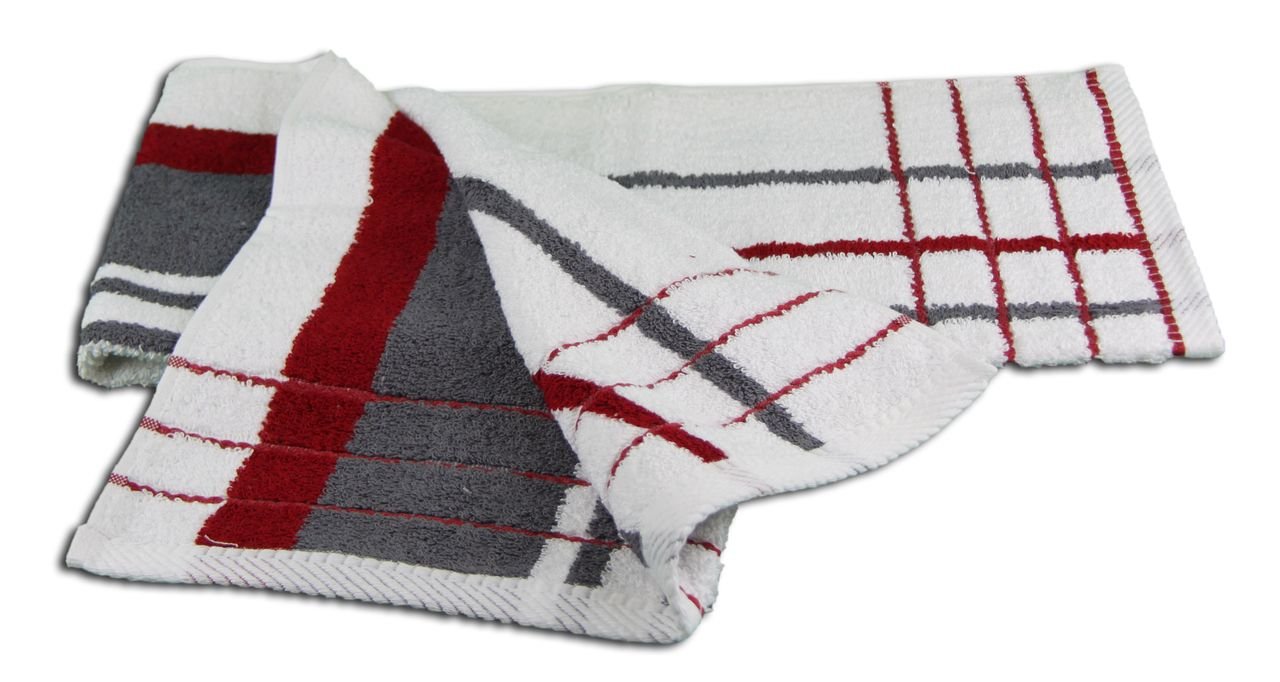 Gözze - Beach Towel, Set of 2, 100% Cotton, Berlin, Striped, 50 x 100 cm - Bordeaux/Anthracite
