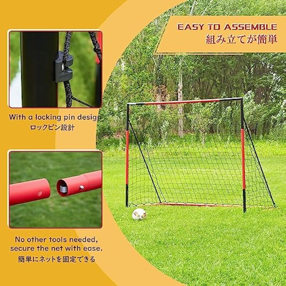 KAIHAOWIN Steel Goal Post - 3'x2.5'|6'x4'|8'x6'|10'x6.6' All Weather Football Net - Quick Assembly, Durable Training Goal for Kids/Adult - Garden/Indoor Outdoor