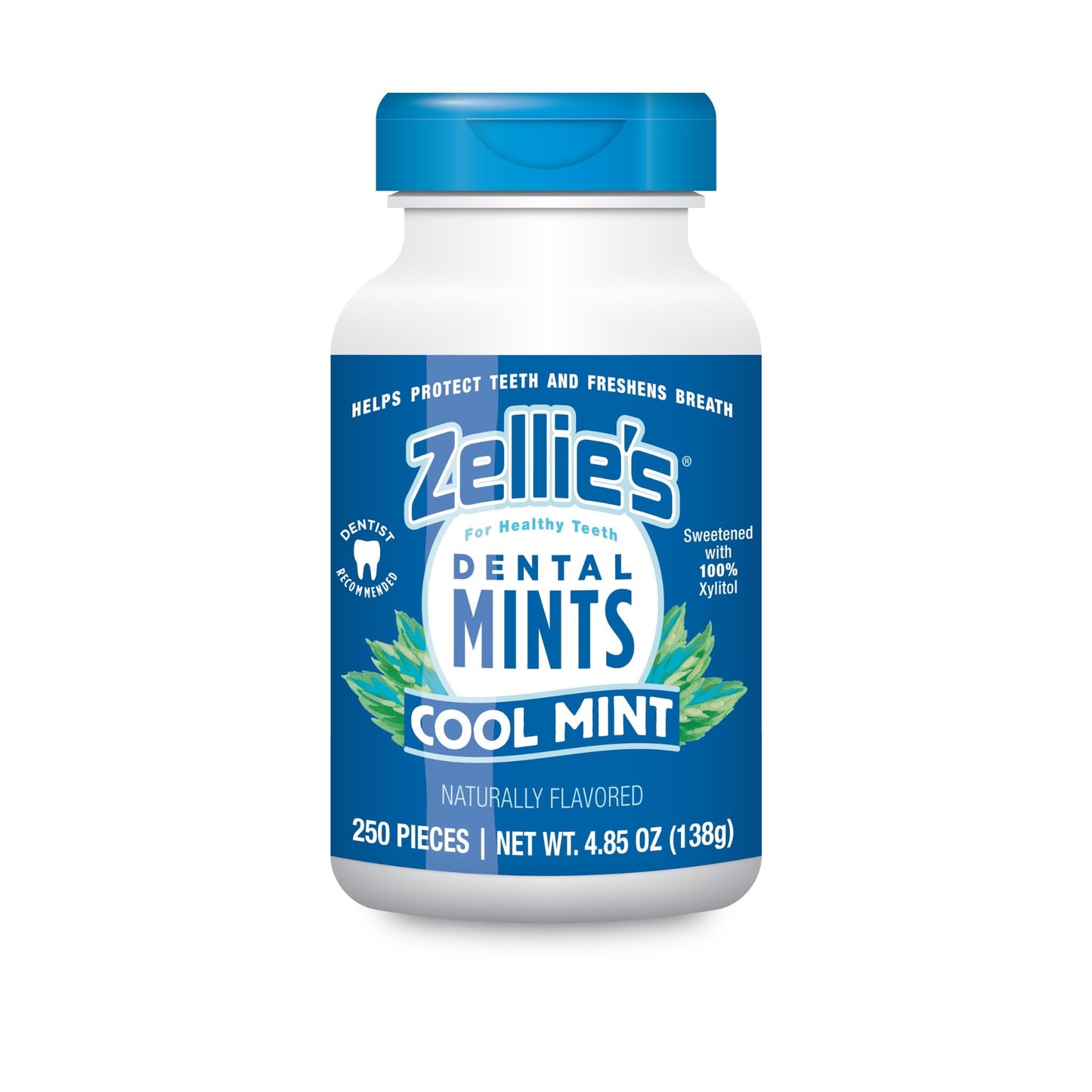 Zellies Xylitol Sugar Free Cool Mint Breath Mints | Non-Gmo, Low-Calorie, Gluten Free, Vegan & Kosher Mints (250 Count - Pack Of 1)