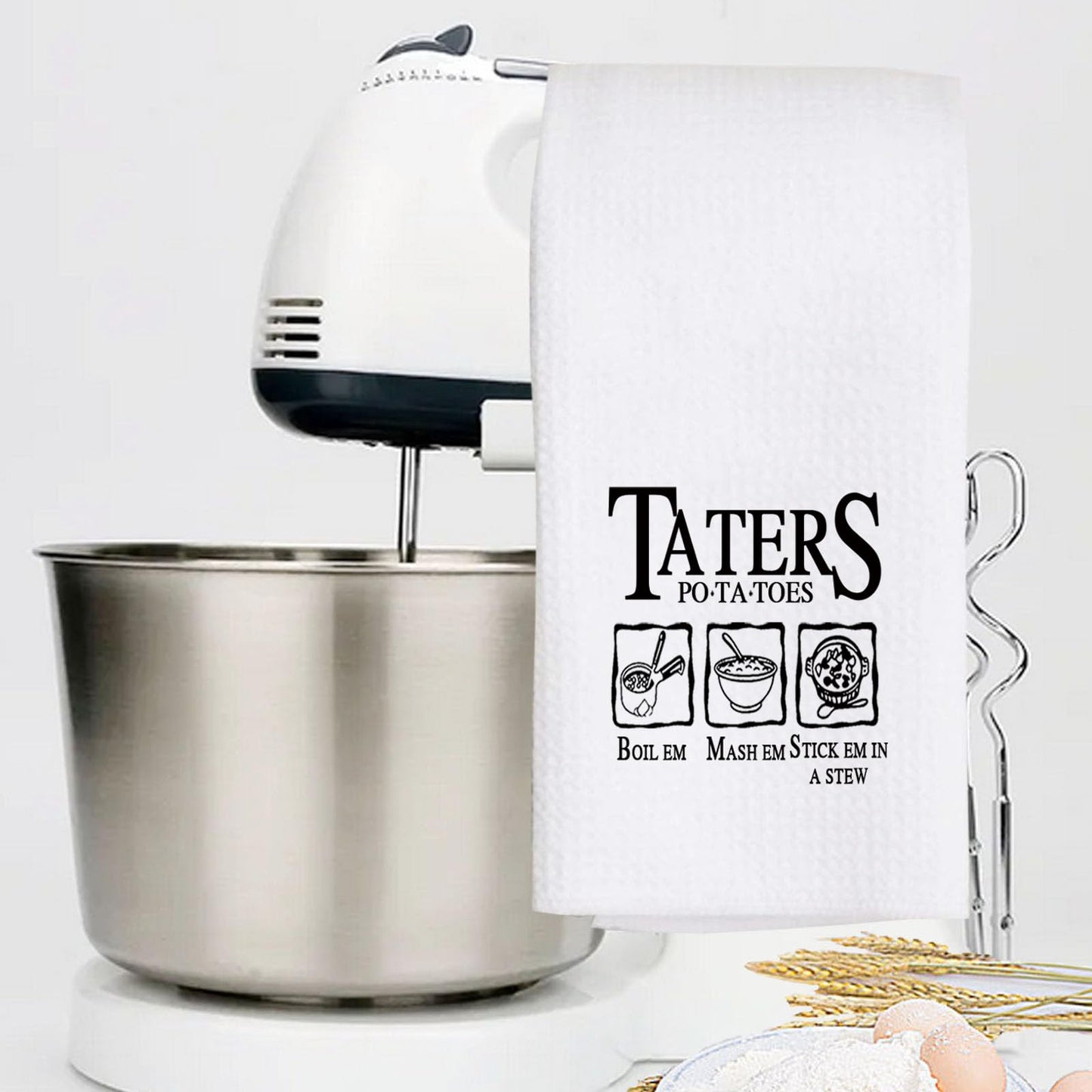 LEVLO Funny Potato Tater Kitchen Towel (Taters Potatoes)