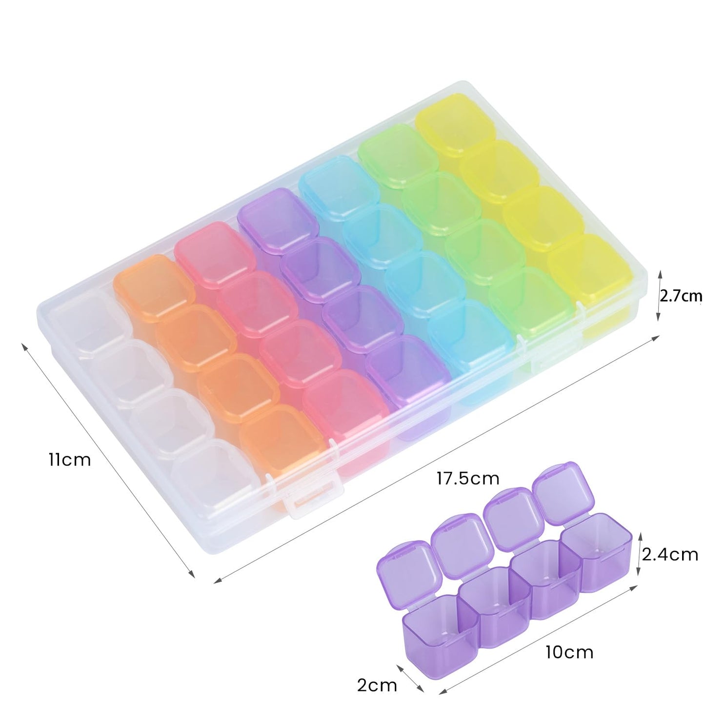 SUSNUAN 2 Pack Bead Storage Box, Diamond Painting Container, 28 Grids Colorful Plastic Box Removable