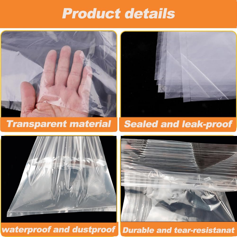 6Pcs Large Clear Plastic Storage Bags,90x120cm,Suitcase Storage Bags