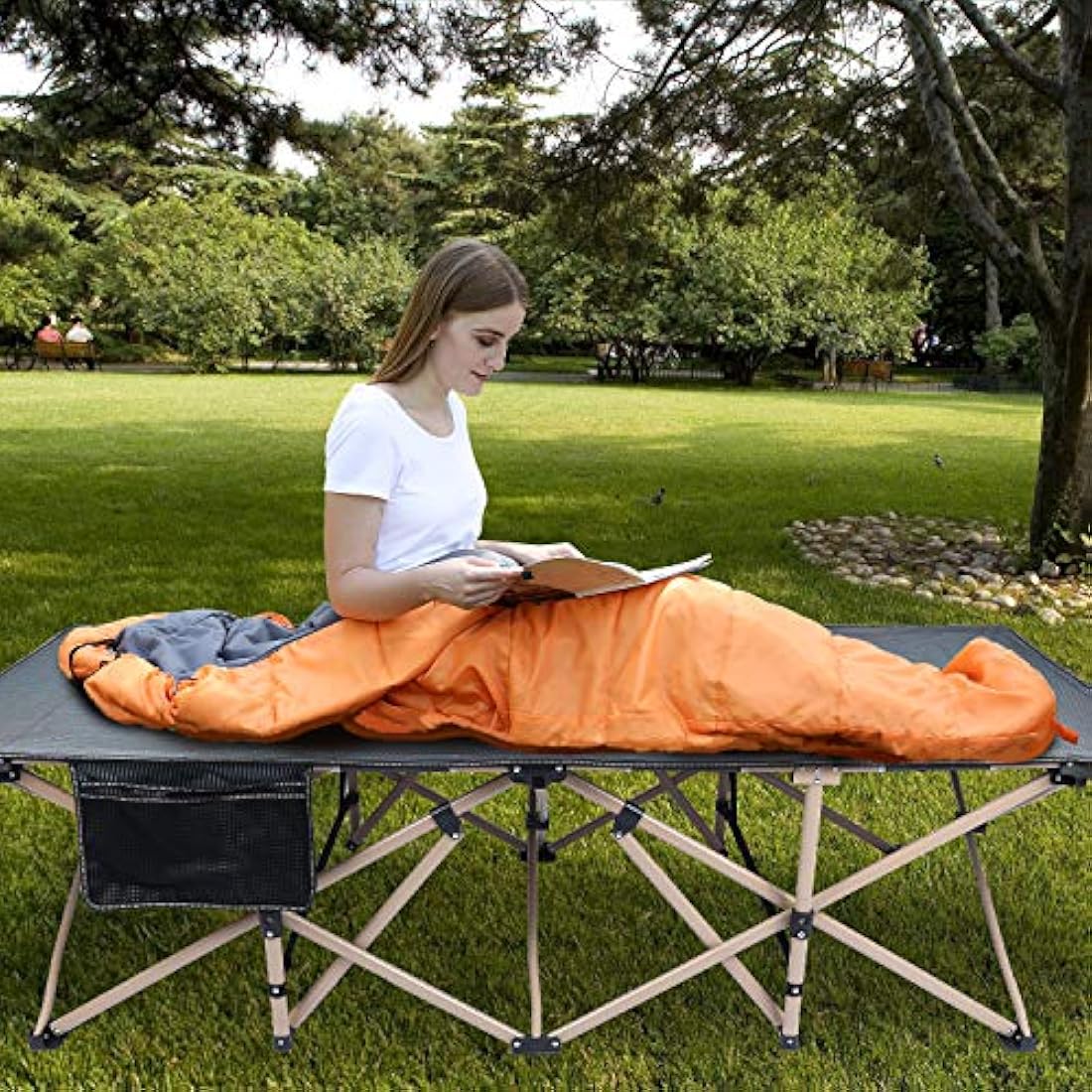 REDCAMP XXL Oversized Camp Bed for adults 500lbs, 33" Extra Wide Heavy Duty Sturdy Folding Camping Bed Portable, Stronge Thicker Tubes Sleeping Cot Outdoor Travel Office,Dark Gray