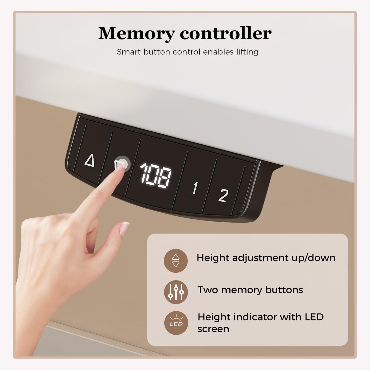Klicelor Height Adjustable Electric Desk, 2 Memory Buttons, 120x80cm