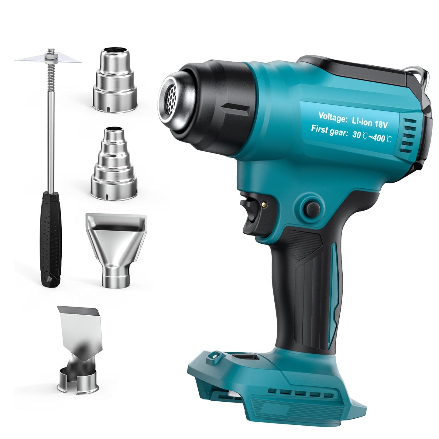 Cordless Heat Gun for makita 18V Battery (No Battery), Hot Air Gun with 4 Nozzles, Battery Heat Gun for Welding, Bending Pipes, Colour Removal