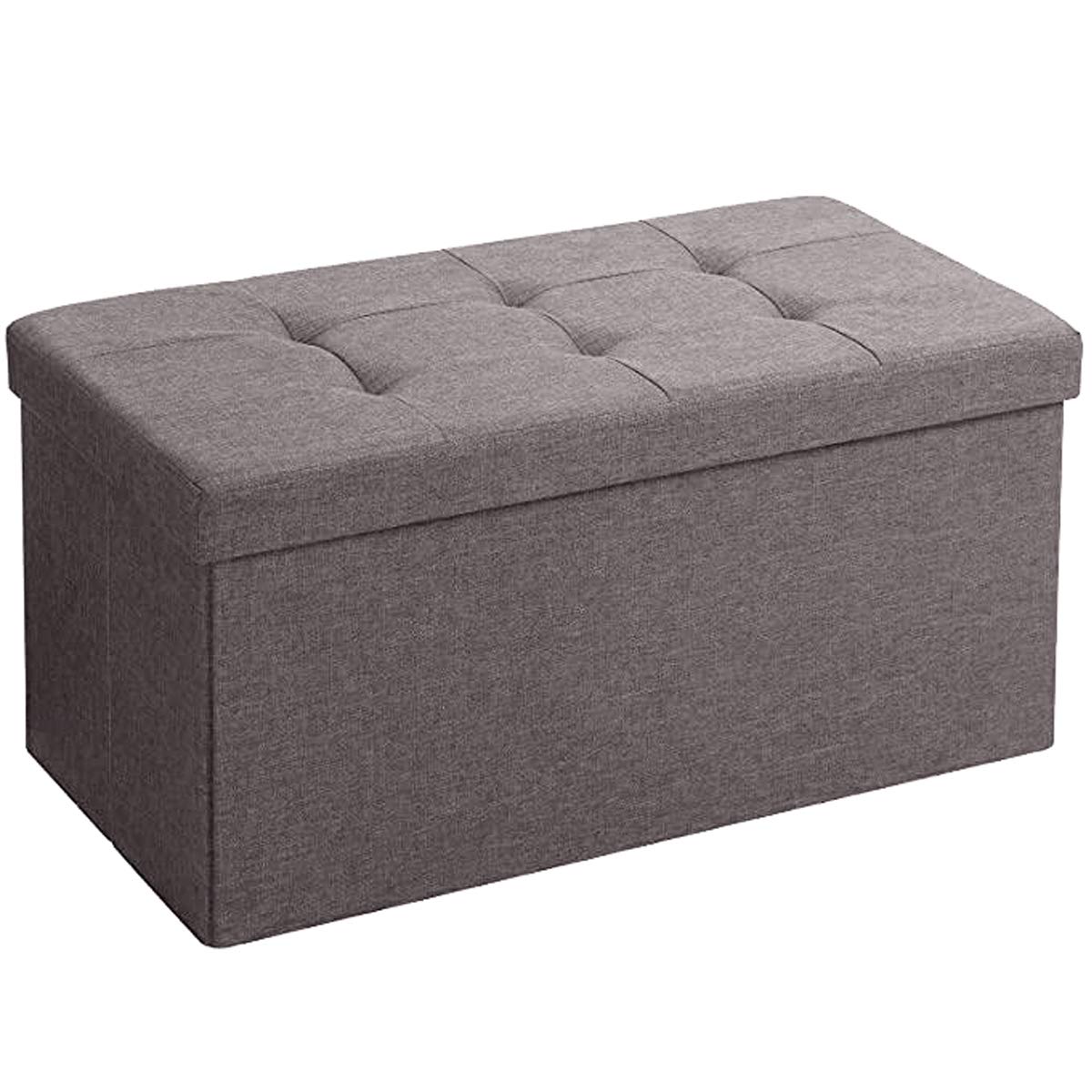 BRIAN & DANY Folding Linen Storage Boxes Footstool Ottoman, Foot Rest Stool, Foldable Seat Bench Footrest - Brown, 76 x 38 x 38 cm