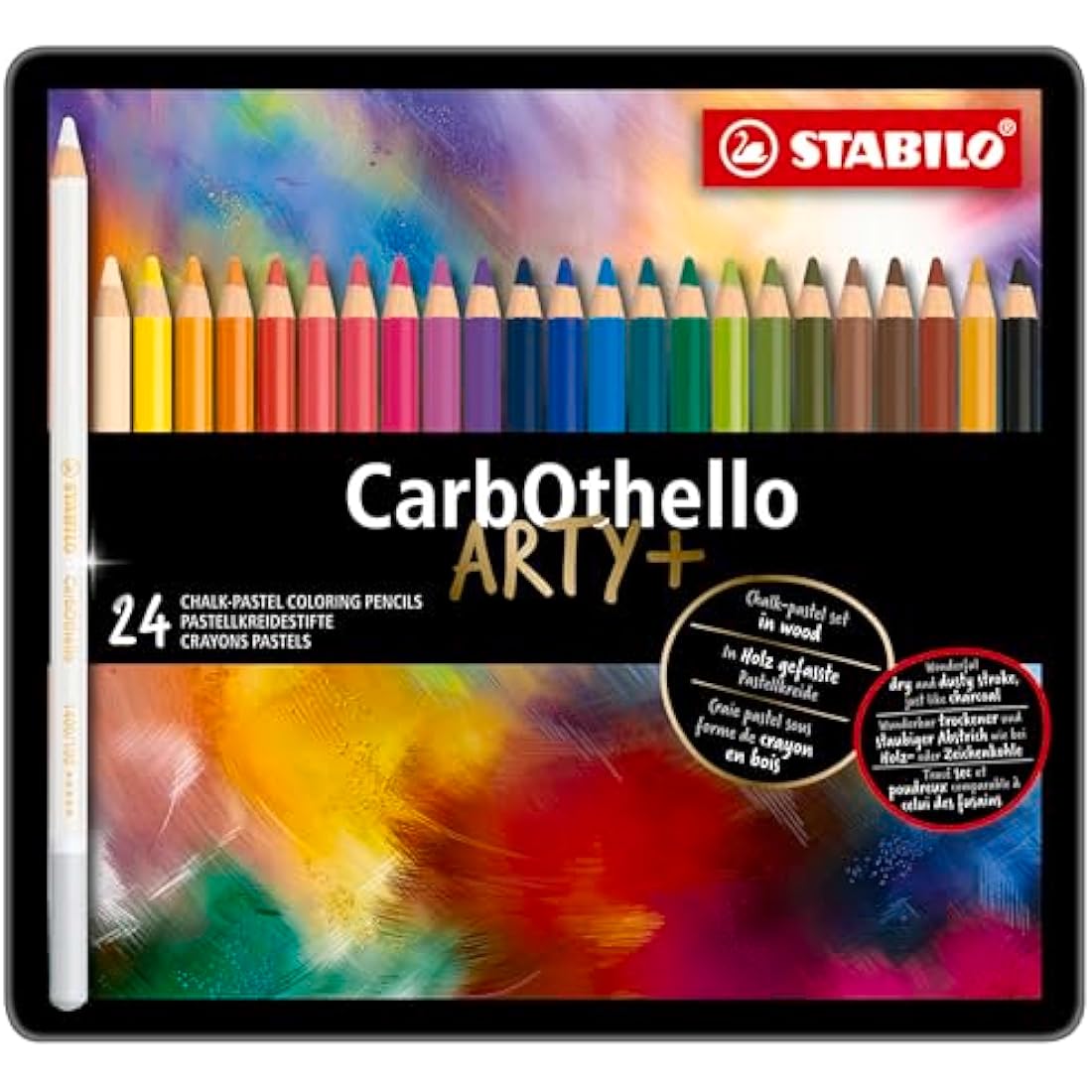 STABILO CarbOthello - Chalk-Pastel Pencil - ARTY+ - Tin of 24 - Assorted Colours