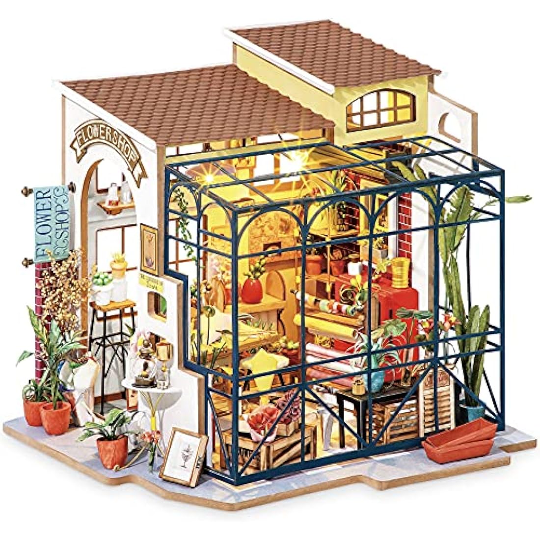 Rolife DIY Miniature Dolls House Kits to Build for Teens Adults, 3D Wooden Doll House Craft Gifts for Kids The Corner of Happiness
