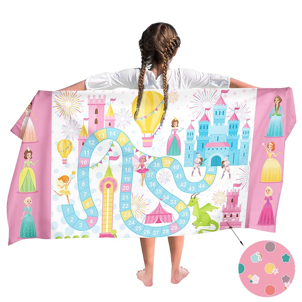 Ulticool Microfibre Children's Towel 140 x 70 cm - Beach Game Princess Unicorn - Lightweight Travel Towel Quick-Drying Bath Towel Beach Towel