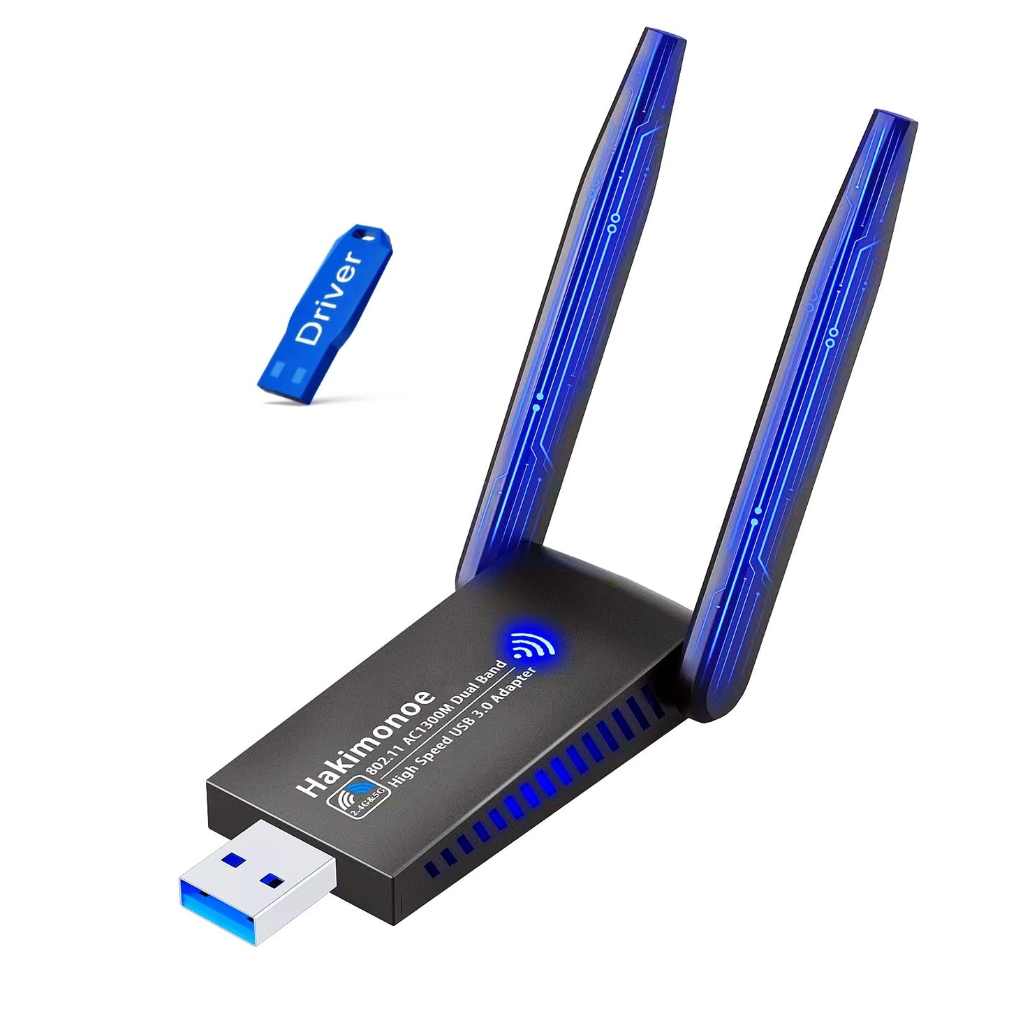 Hakimonoe USB 3.0 WiFi Adapter for PC Desktop, AC1300Mbps Dual Band 2.4G 5G Wireless Network WIFI Dongle Enhanced Antenna for Laptop Computer