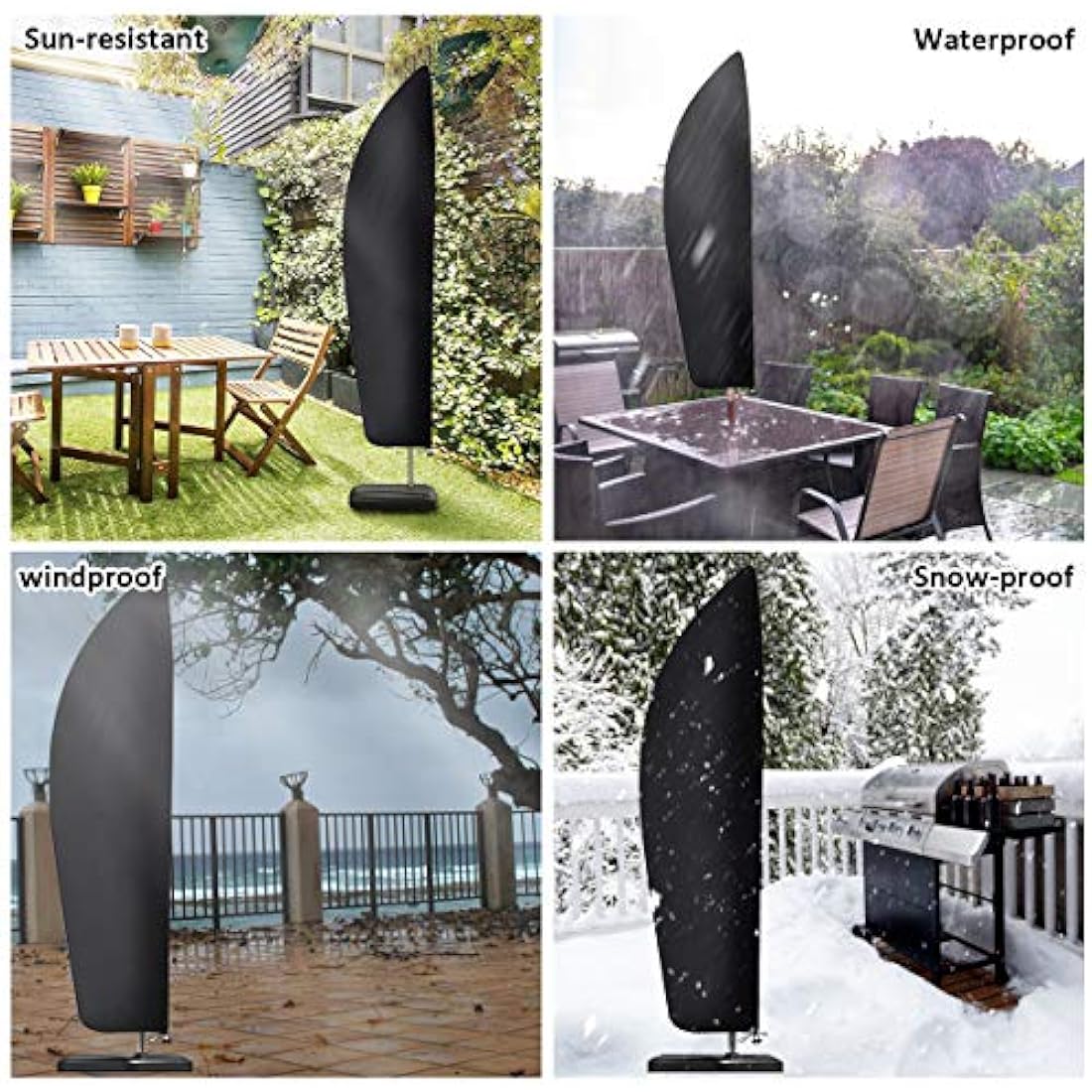 Kunmuzi Parasol Cover Waterproof with Rod, Cantilever Parasol Covers Heavy Duty 3m Large Garden Umbrella Cover for Cantilever Parasol (265cm)