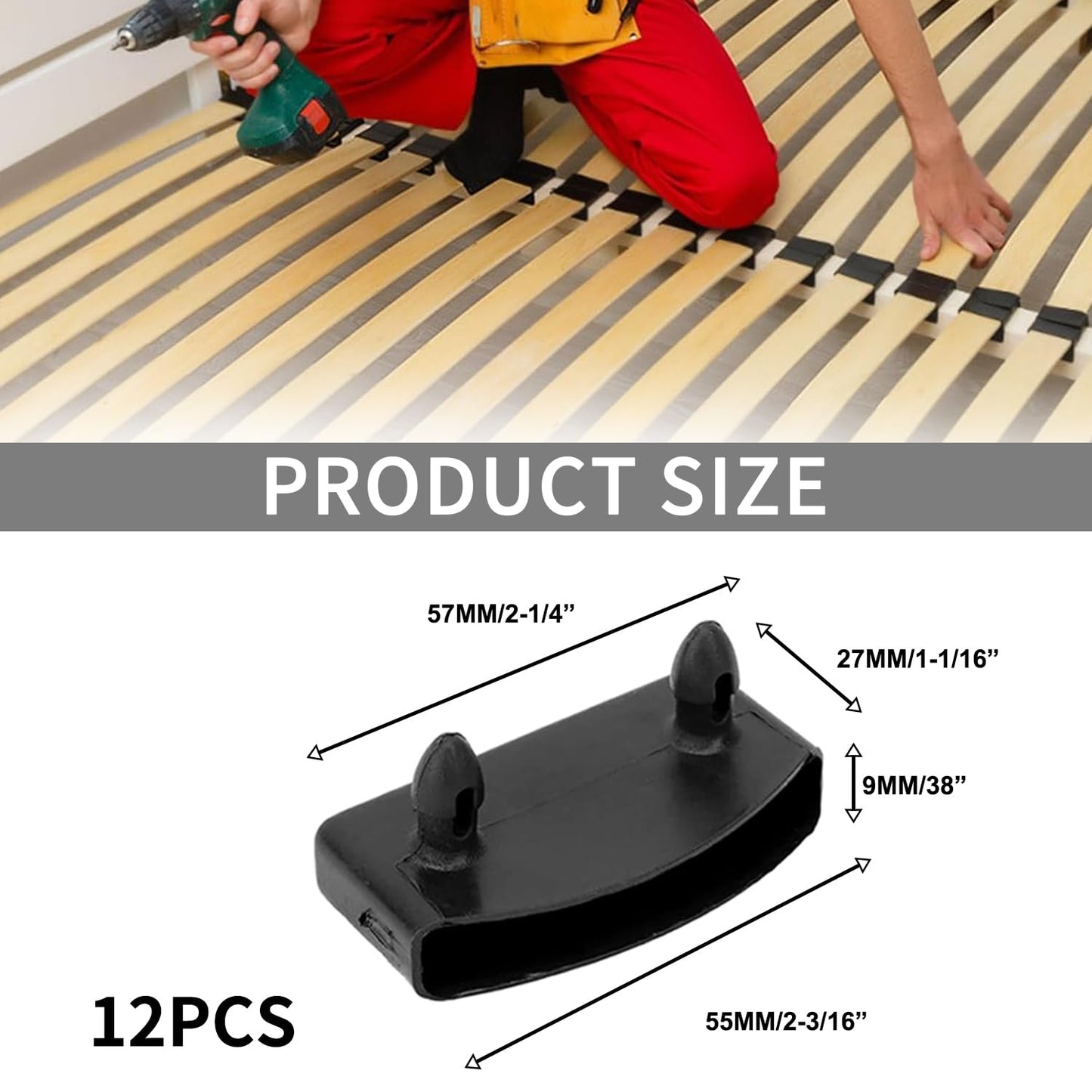 Solvayne 12-Piece Bed Slat Support Clips, Reinforced Side and Center Rail Holders for Single, Double, and King Size Beds