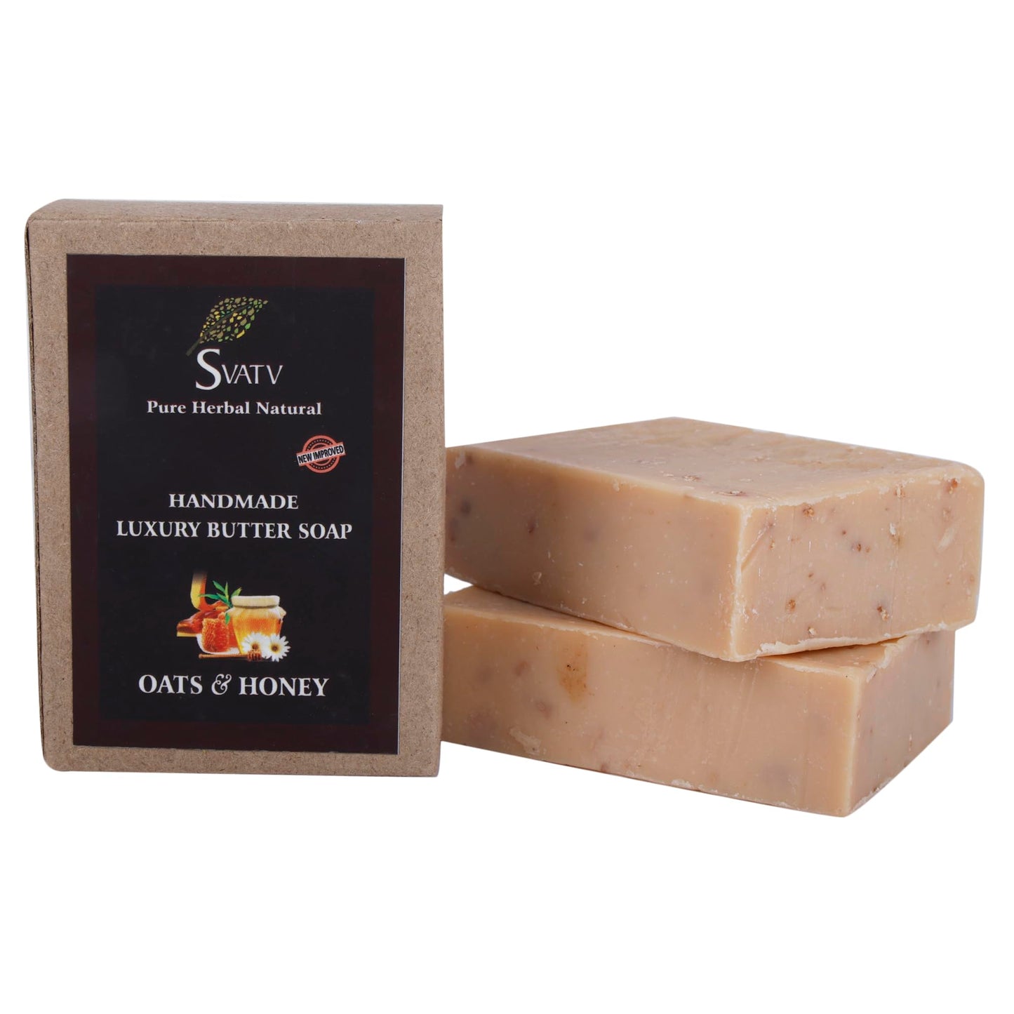 SVATV Soap Oats & Honey - Best Exfoliating Bar, Traditional Ayurvedic Herbal Soap For All Skin Type - 125 Grams x 2 Bars