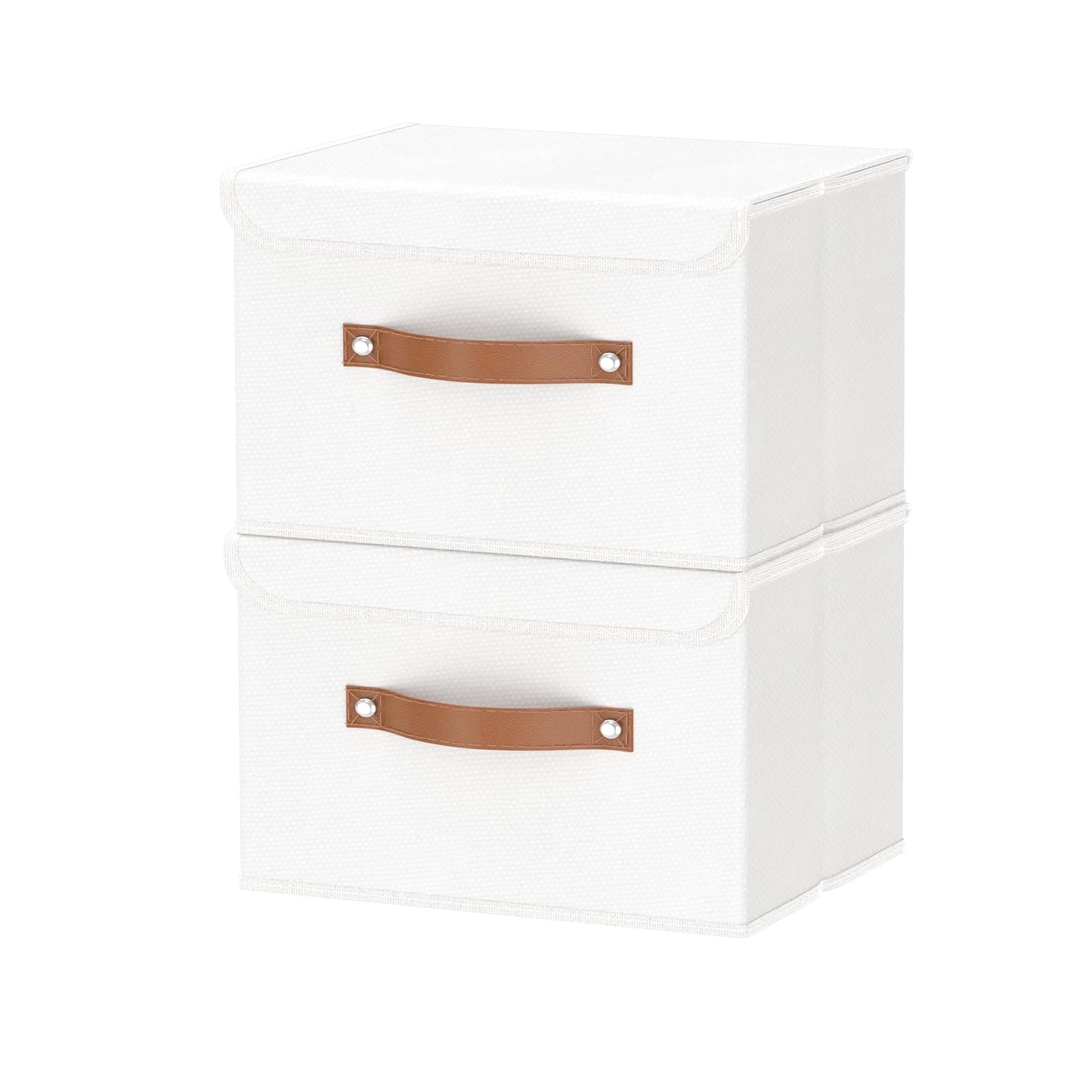 OUTBROS Storage Boxes with Lids 2 Pack, Bins, 26x20x17cm, White