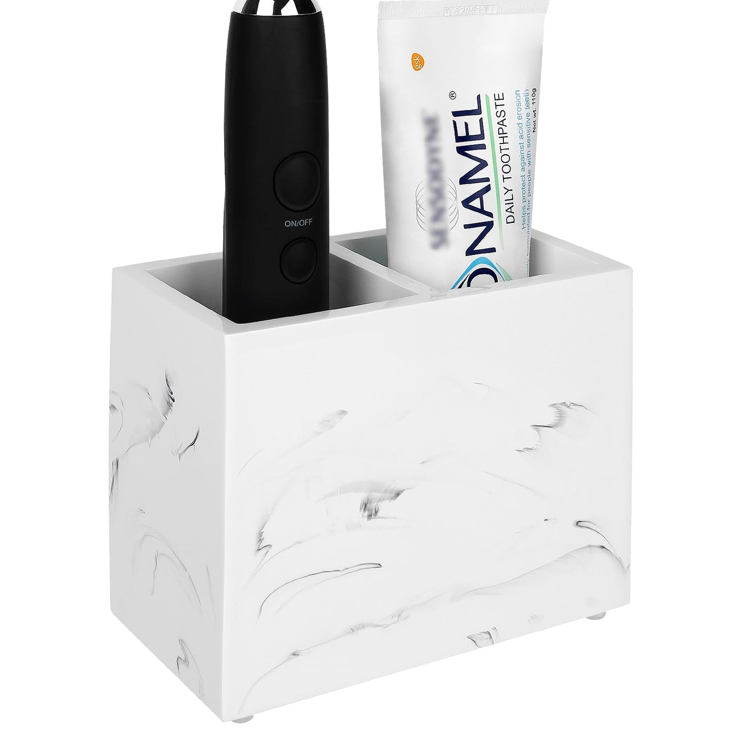 Linkidea Countertop Toothbrush Holder for Bathroom, Resin Tooth Brush Stand for Electric Toothbrush and Toothpaste, Organizer Compatible with Oral-B