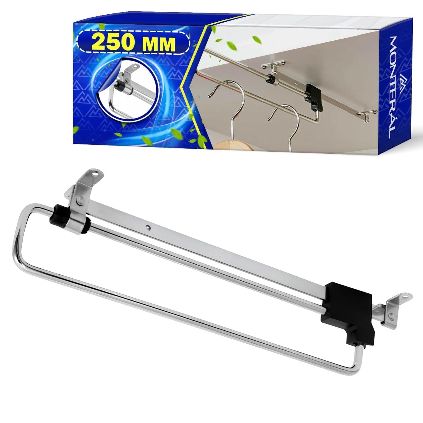 Pull Out Clothes Rail for Wardrobe 250 mm Made of Steel