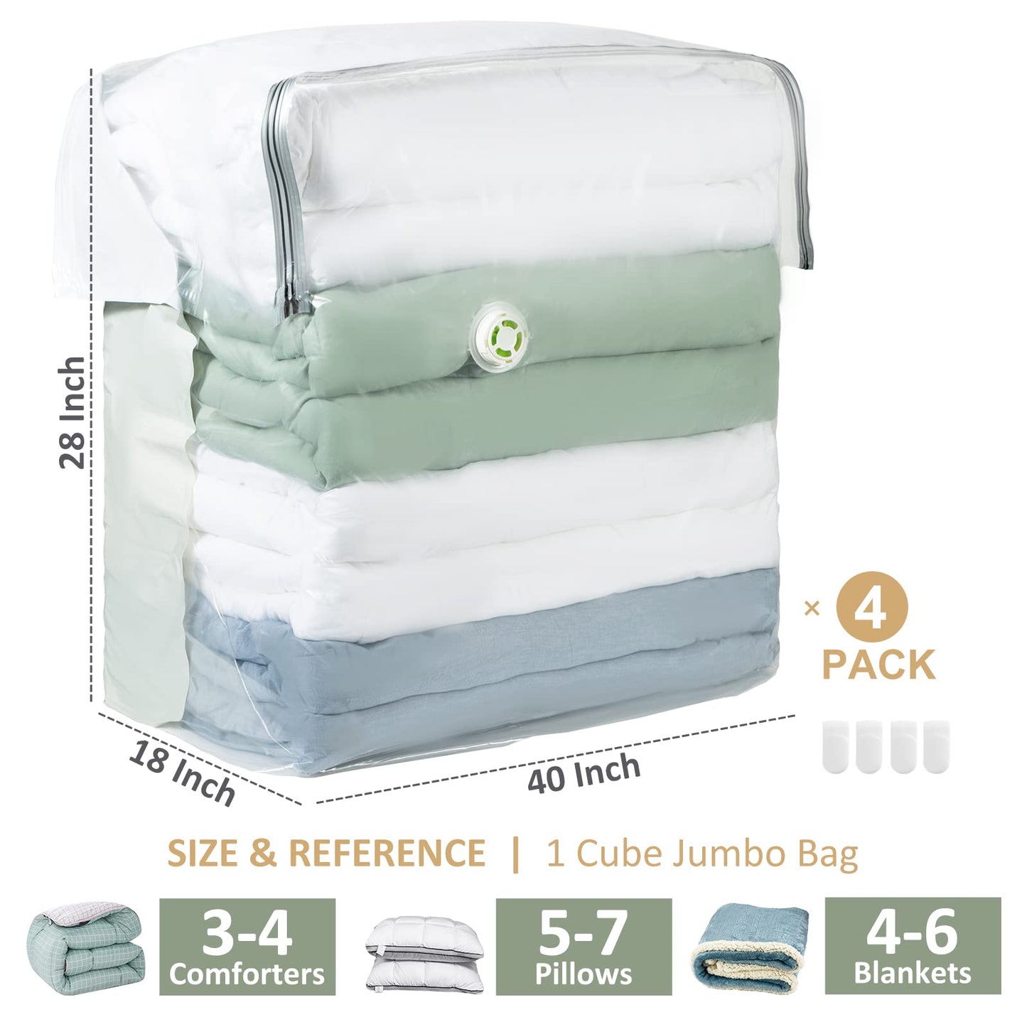 TAILI Extra Large Vacuum Storage Bags Cube 4 Super Jumbo(100×70×44×44 CM)