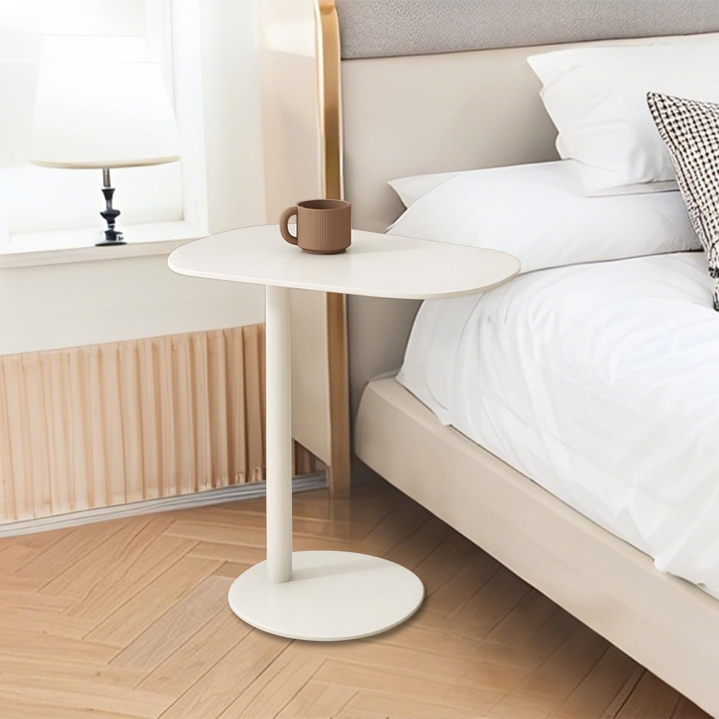 Metal C Shaped Side Table, Modern C Shaped End Table for Sofa/Bed, Small Iron Couch Tables That Slide Under
