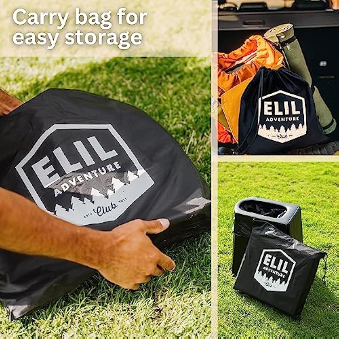 Portable Toilet for Adults Camping Porta Potty, Extra Tall Bathroom Emergency Seat for Car, Poo Powder with Trash Bag with Foldable Toilet with Lid,Carry Bag