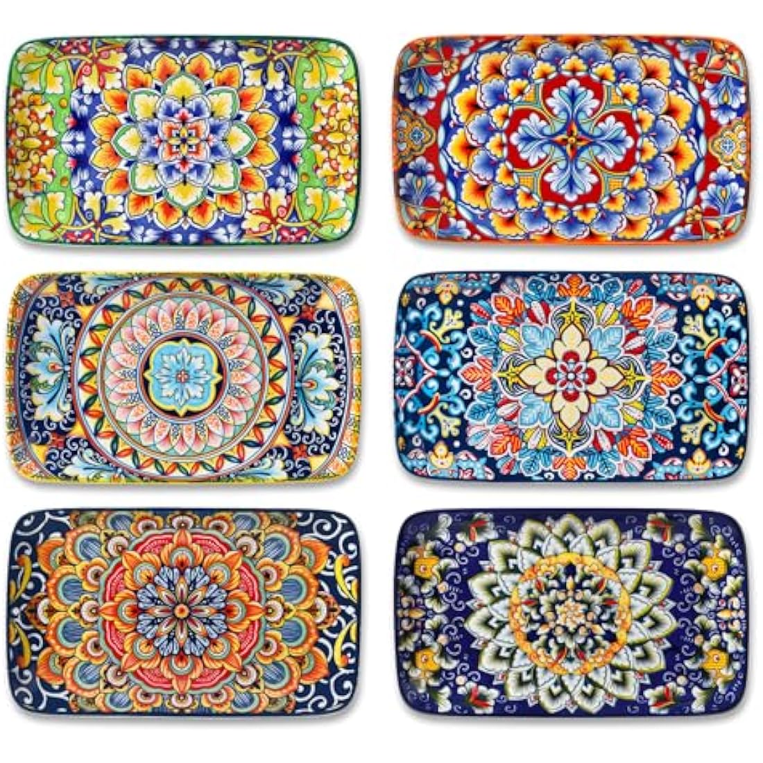 vancasso SIMI Serving Platter, 8.5 in Small Serving Dishes, Porcelain Rectangle Serving Plates Set of 6, Dishwasher and Microwave Safe, Sushi Platters for Party