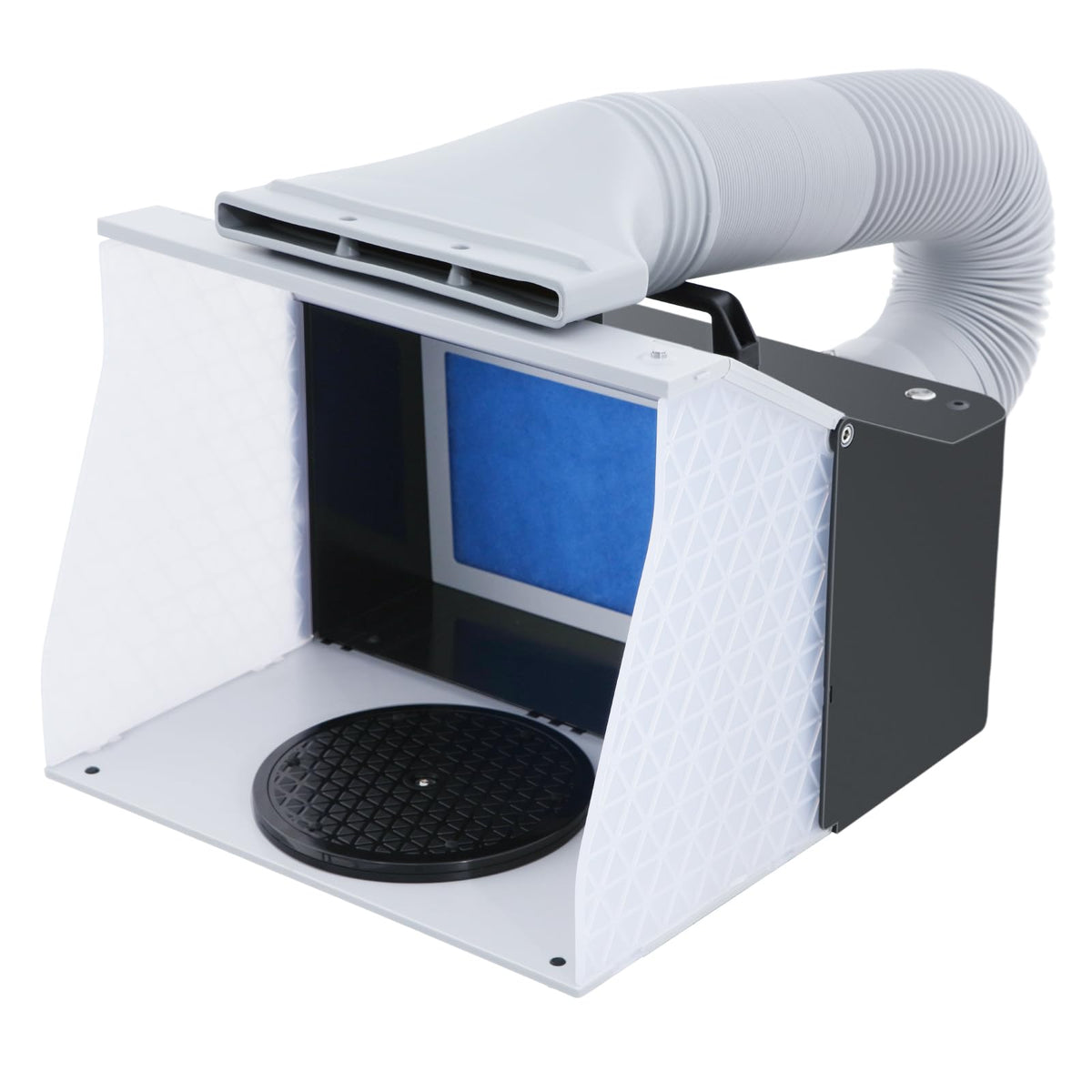 Airbrush Spray Booth with 4 LED Lights and Dual Fans,Portable Spray Booth with 1.71m Flexible Vent Hose,Filter Cotton,Suitable for Beginners in Spray