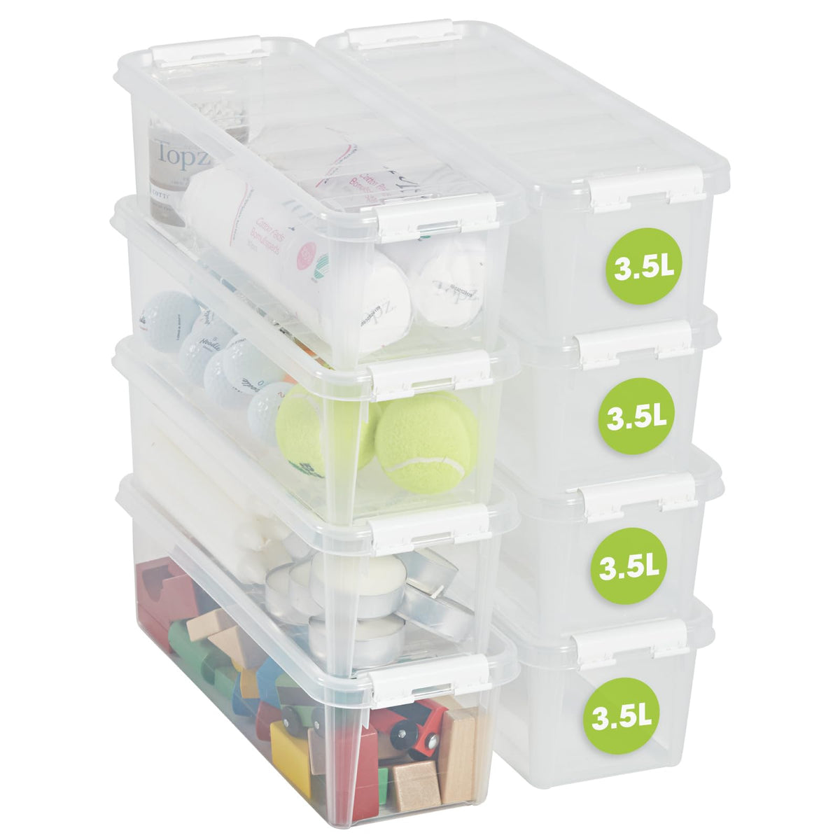 SmartStore 3.5L Small Plastic Storage Boxes with Lids - Set of 8 - Transparent - Stackable and Nestable - 10 Year Guarantee- Food Safe and BPA Free
