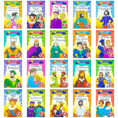 Shakespeare's Stories for Young Readers 20 Books Set: Macbeth, A Midsummer's Night Dream, Hamlet, Romeo and Juliet, Othello, As You Like It, All's Well That Ends Well, King Lear