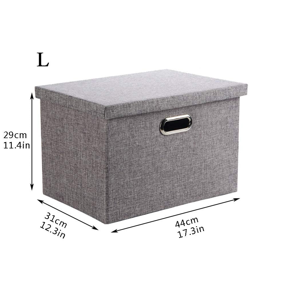 Wintao Storage Boxes with Lids Large, Collapsible Fabric Storage Baskets for Shelves, Grey, 44 x 31 x 29 cm, 1 Pack