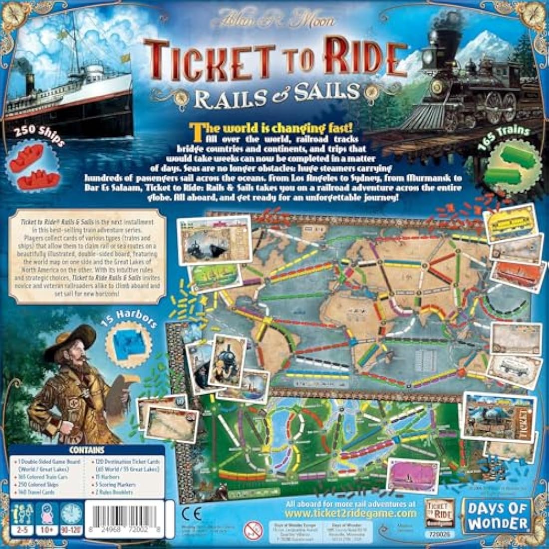 Days of Wonder | Ticket to Ride Rails and Sails | Board Game | Ages 10+ | 2-5 players | 60-120 Minutes Playing Time