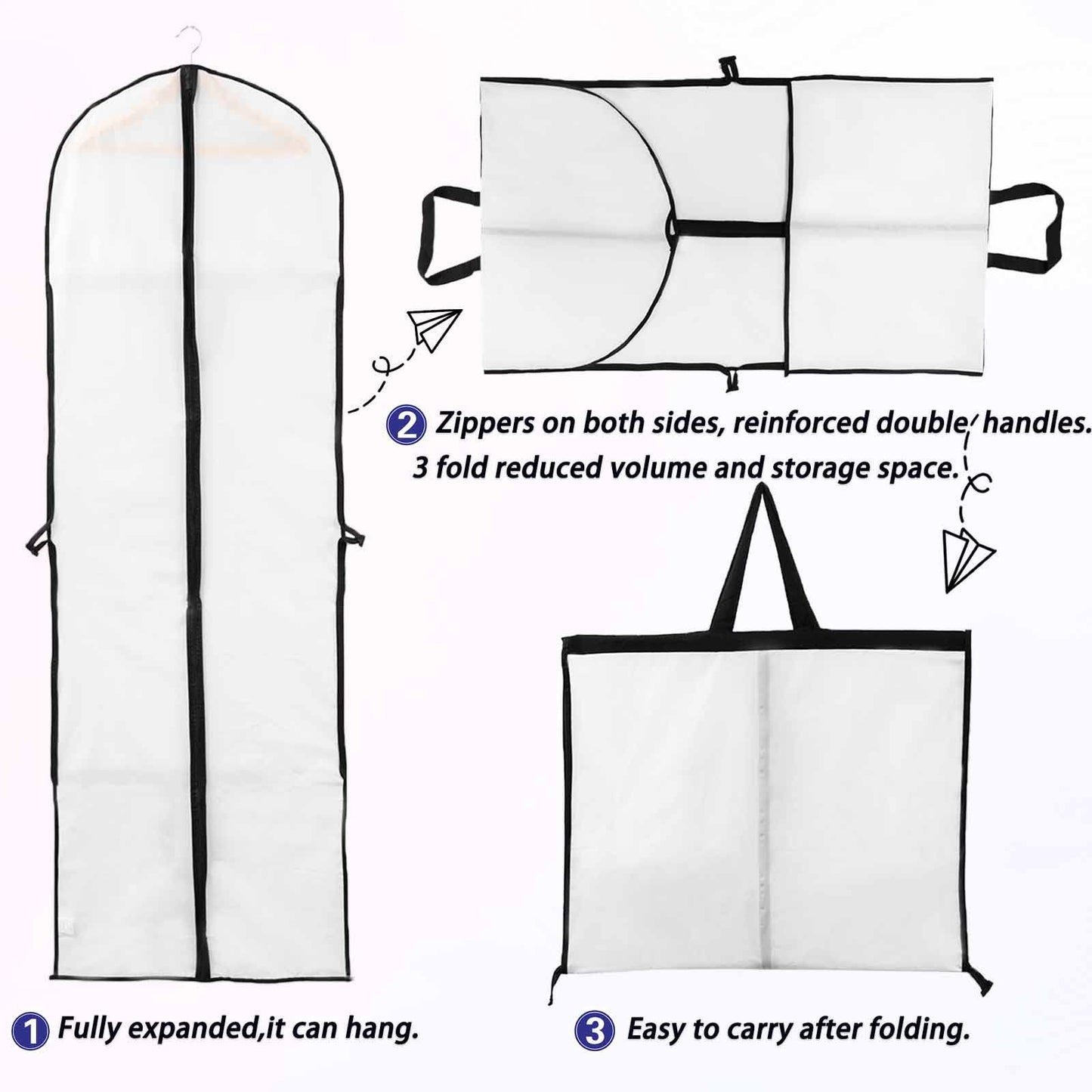 Niviy Long Dress Bag 60 x 180 cm, Garment Cover with Handle & Pocket